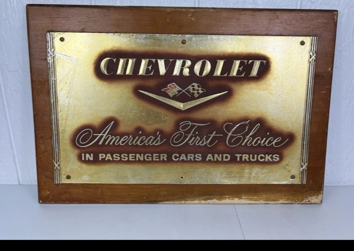 Vintage 1950’s Chevrolet Dealership Sign America’s First Choice 24” Wood Frame Vintage 1950’s Chevrolet Dealership Sign America’s First Choice 24” Wood Frame
