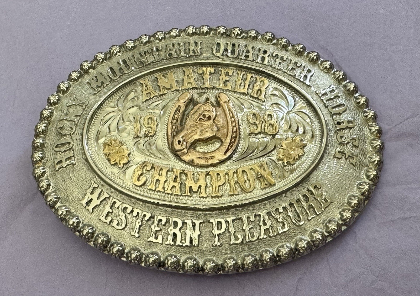 Vintage RARE 1998 Rocky Mnt. Quarter Horse Amateur Champion Trophy Belt Buckle Vintage RARE 1998 Rocky Mnt. Quarter Horse Amateur Champion Trophy Belt Buckle