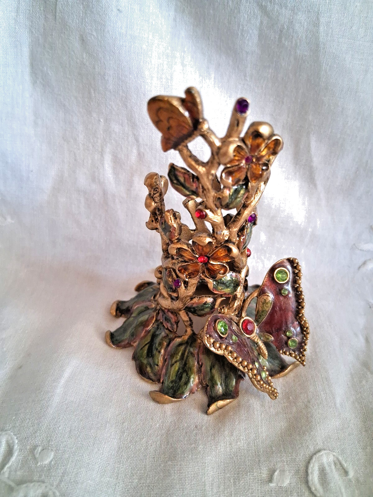Vtg Kirks Folly Gold Metal Jeweled Butterfly Floral Tapered Candle Holder Vtg Kirks Folly Gold Metal Jeweled Butterfly Floral Tapered Candle Holder
