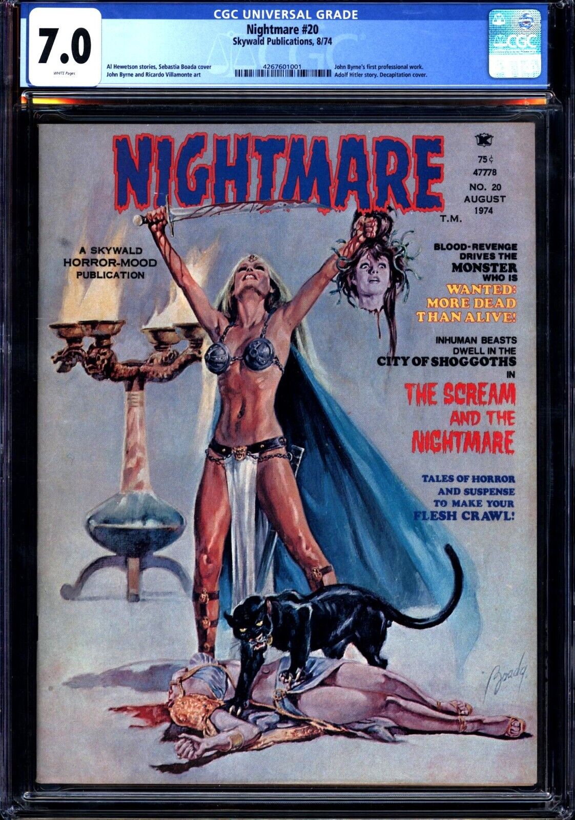 Nightmare #20 (1974) CGC 7.0 -- White pages; John Byrne\'s 1st professional work
