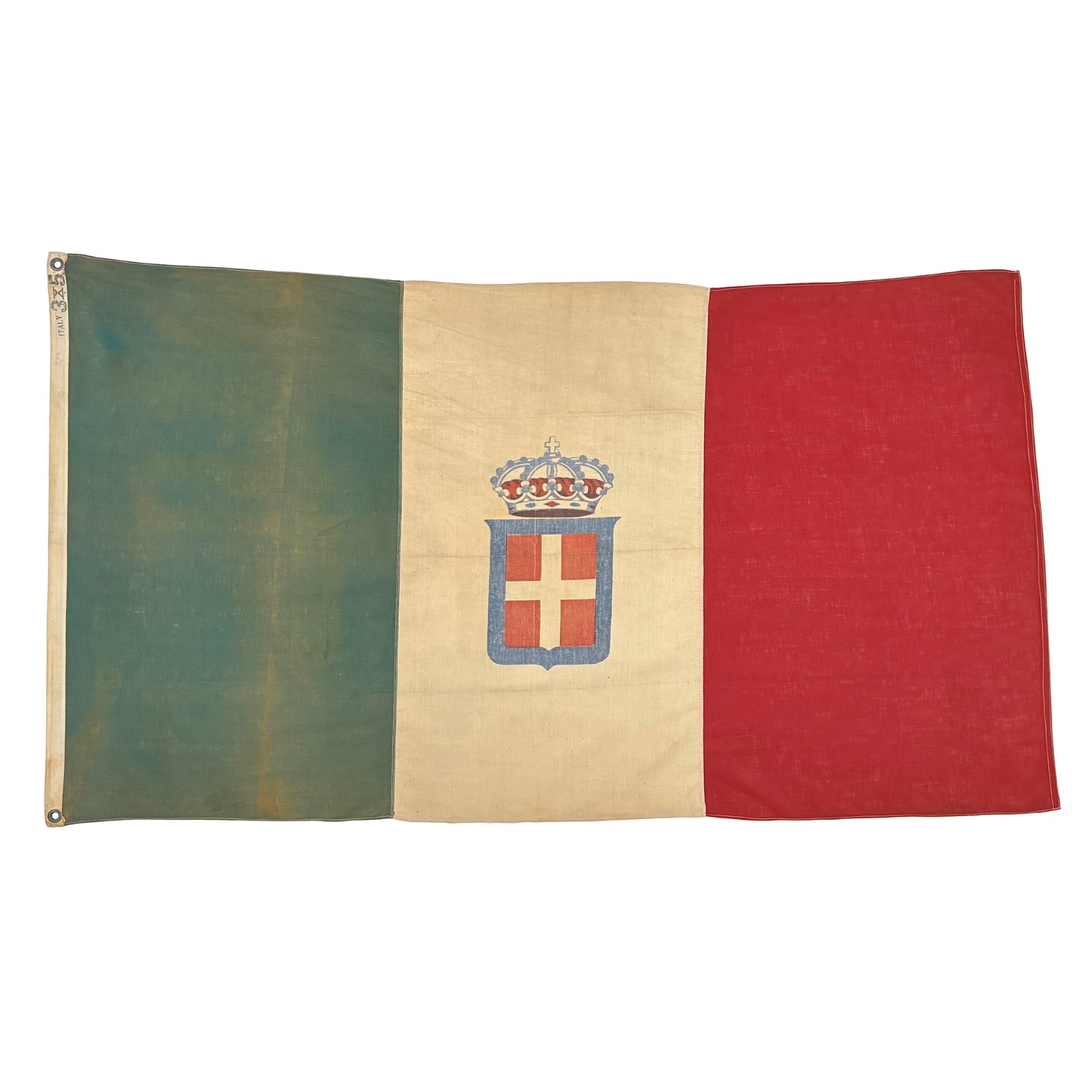 Vintage Cotton Italian Kingdom Flag Italy Cloth Nautical Antique Old Textile Art