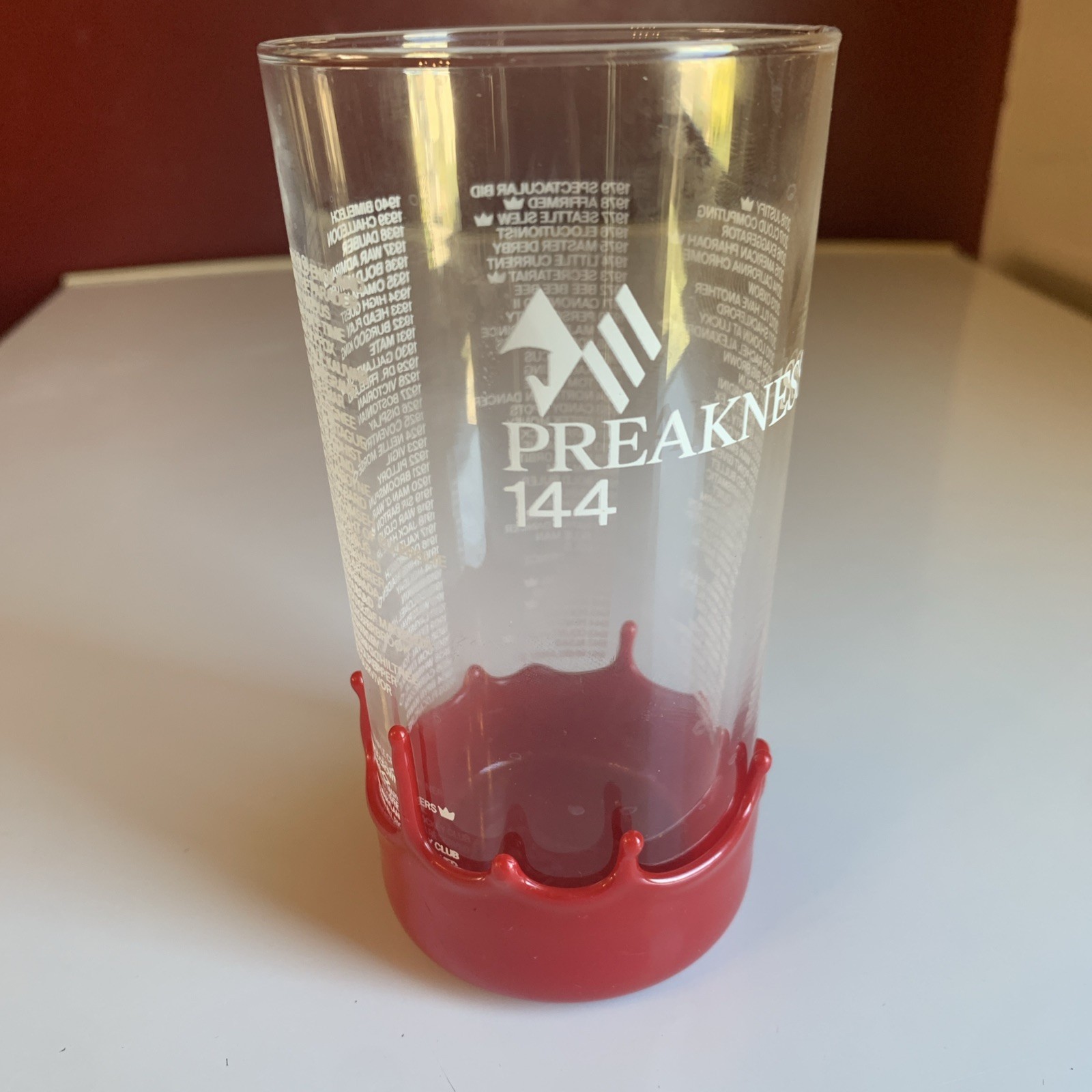 Makers Mark Preakness 144 Red Wax Dipped Base Glass Horse Racing 2019- 12 Ounce Makers Mark Preakness 144 Red Wax Dipped Base Glass Horse Racing 2019- 12 Ounce