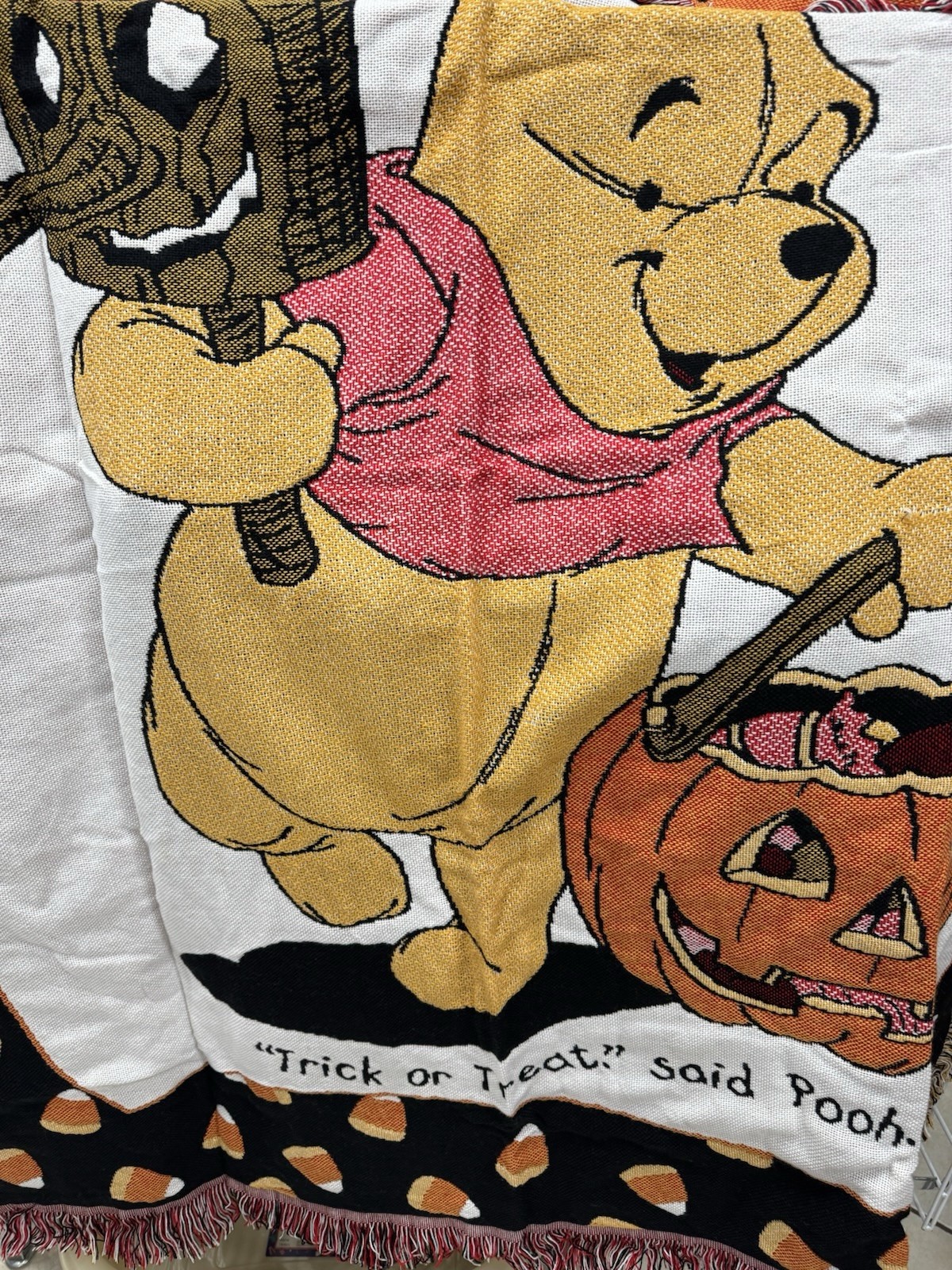 Vintage Winnie The Pooh Halloween Trick Or Treat Tapestry Blanket 1990s Vintage Winnie The Pooh Halloween Trick Or Treat Tapestry Blanket 1990s