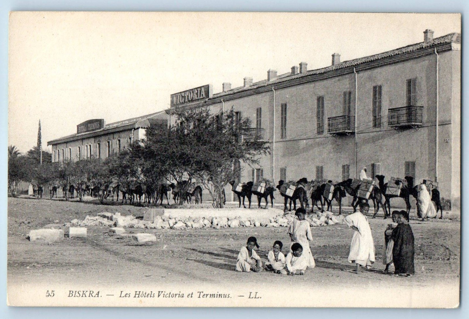 Biskra Algeria Postcard The Victoria and Terminus Hotels c1910 Unposted Biskra Algeria Postcard The Victoria and Terminus Hotels c1910 Unposted