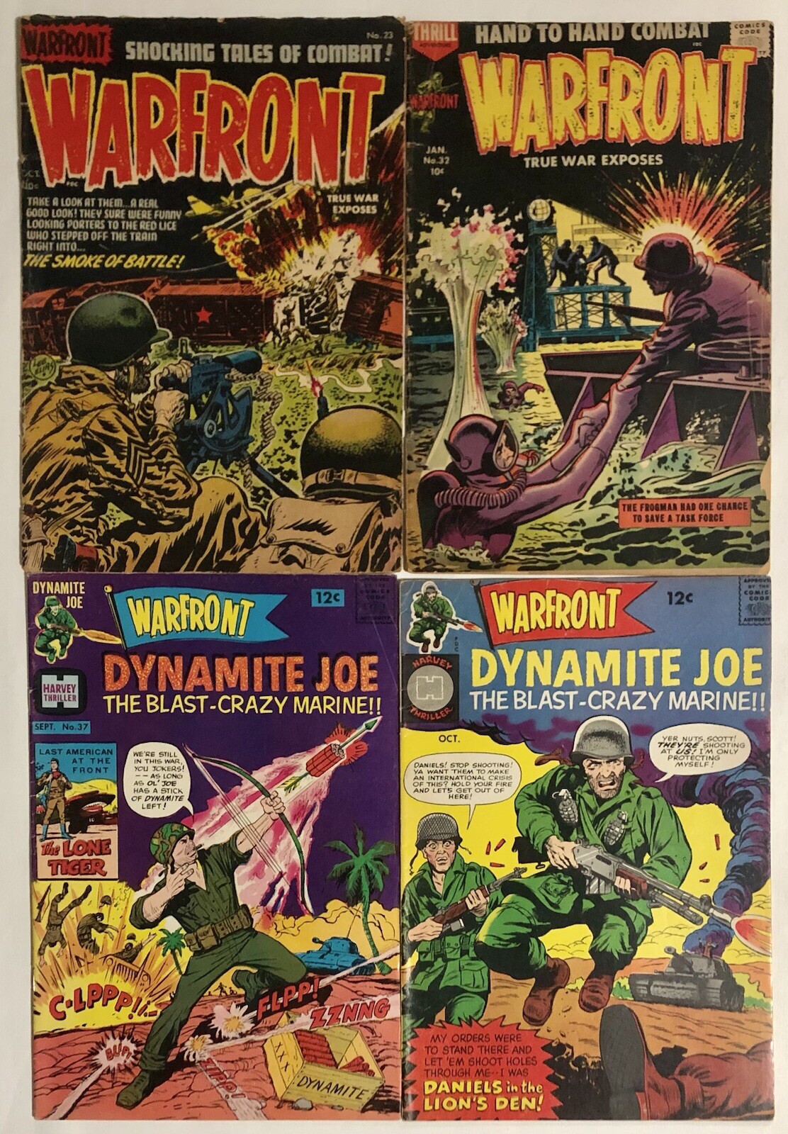 Warfront #23 #32 #36 #37 Harvey Comics Golden/Silver Age 1951-65 Lot Of 4