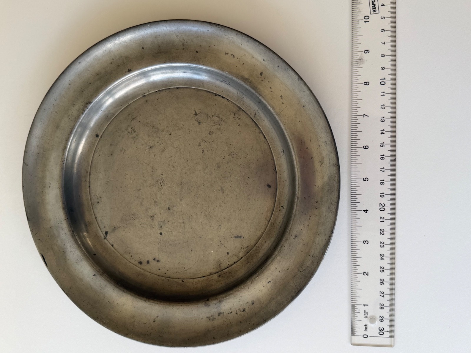 Antique 18th Century / Early 19th Century Deep Rim Pewter Plate Antique 18th Century / Early 19th Century Deep Rim Pewter Plate