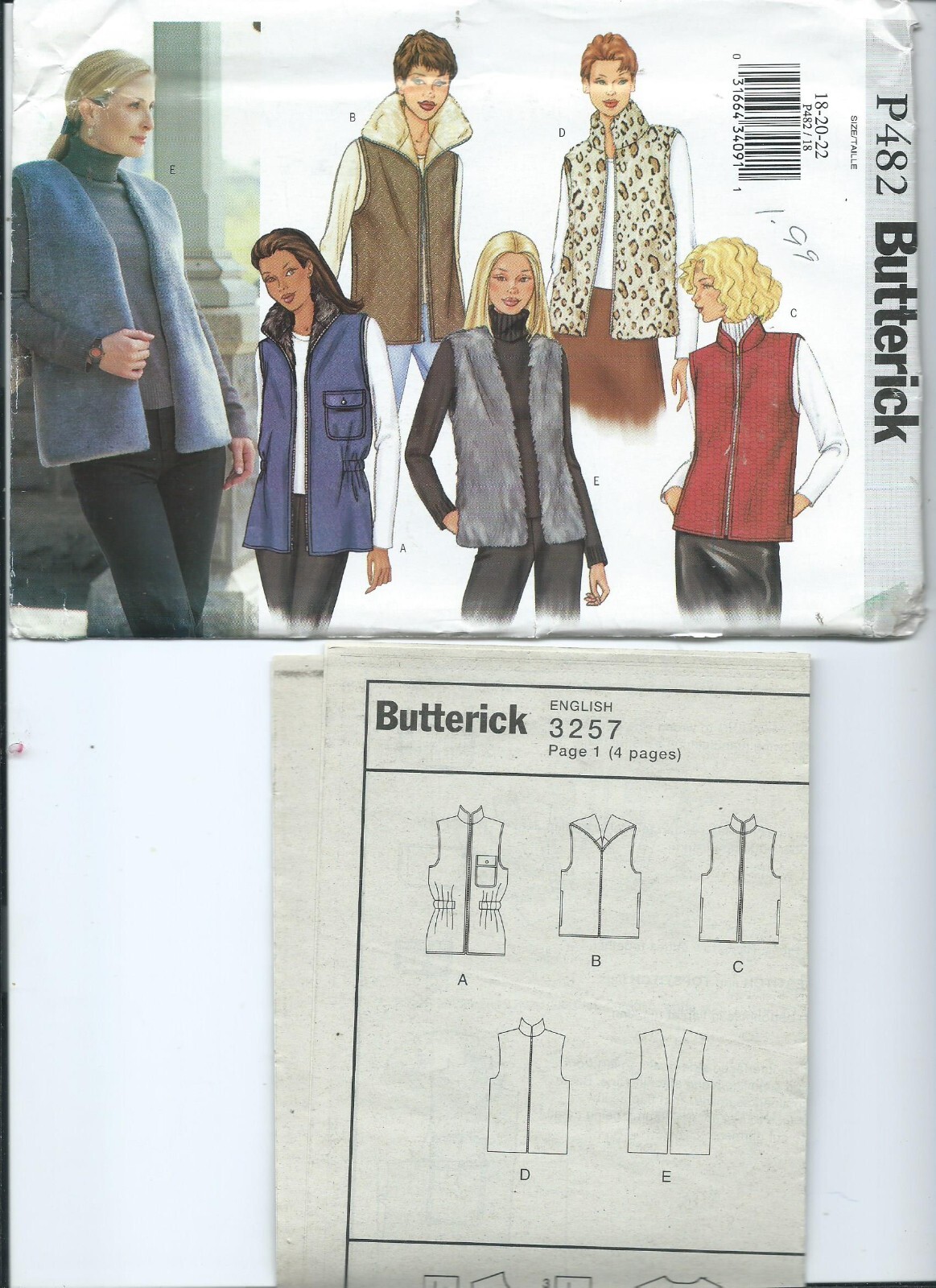 B 3257 sewing pattern Fabulous VEST in 2 lengths sew Trendy sizes 18-20-22 UNCUT B 3257 sewing pattern Fabulous VEST in 2 lengths sew Trendy sizes 18-20-22 UNCUT