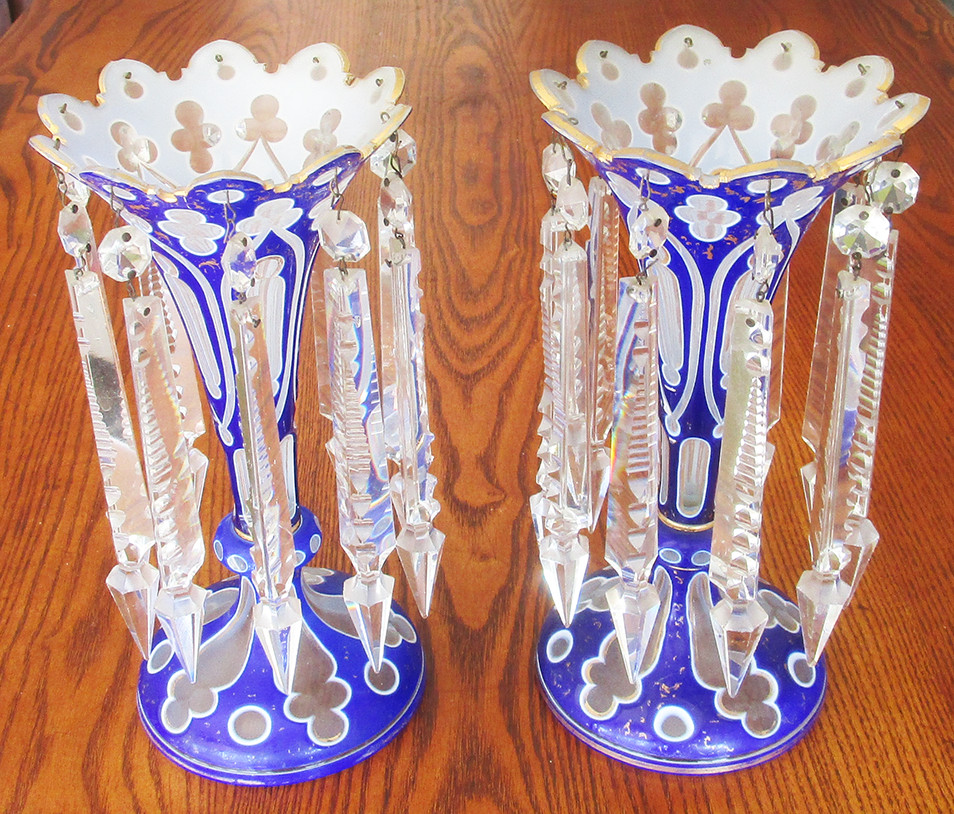 Antique Cobalt Blue Gilded PaIr of 10 Antique Cobalt Blue Gilded PaIr of 10
