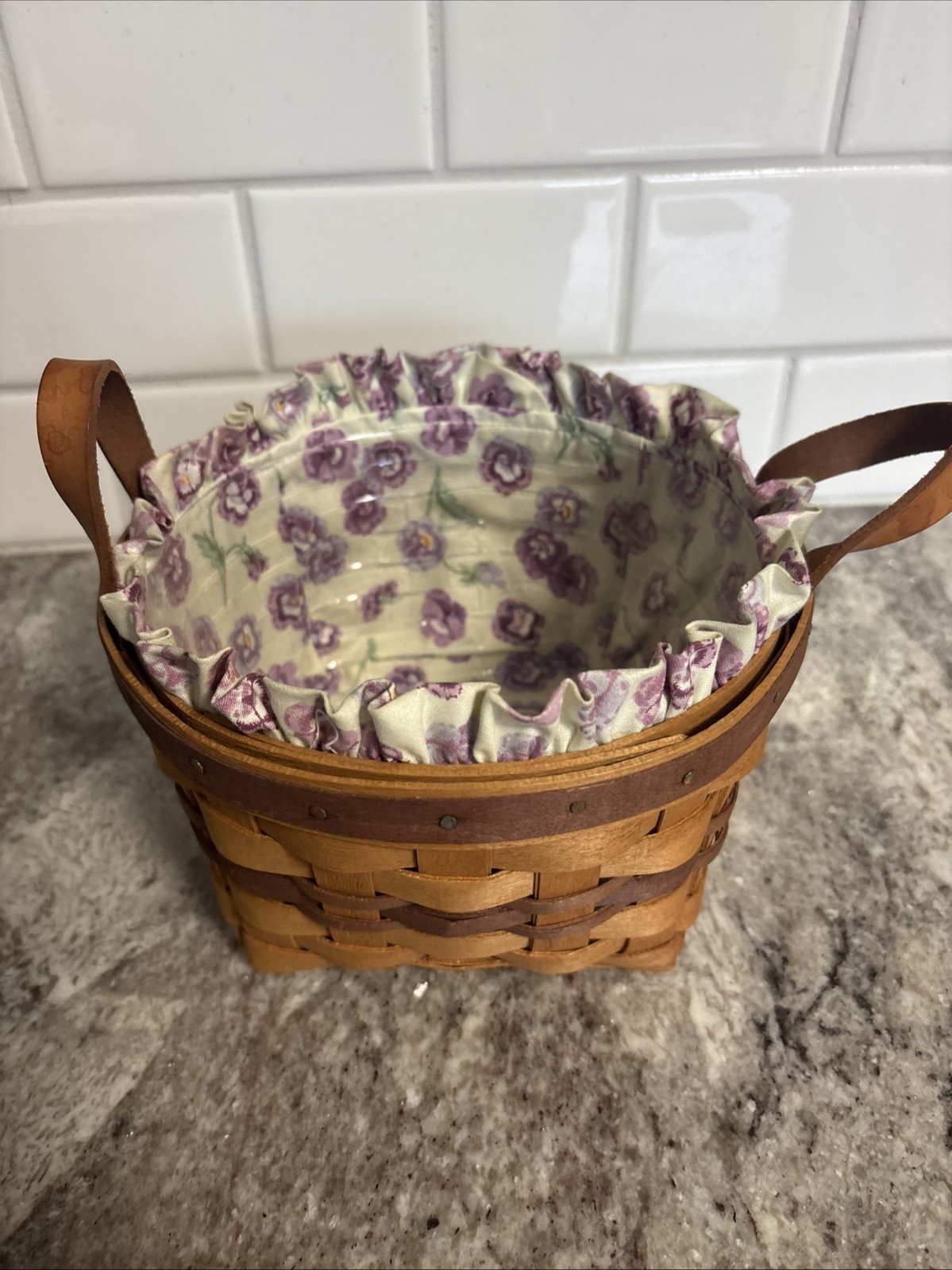 Longaberger 1992 May Series Pansy Basket Set - Original Liner -w/ Protector EUC Longaberger 1992 May Series Pansy Basket Set - Original Liner -w/ Protector EUC