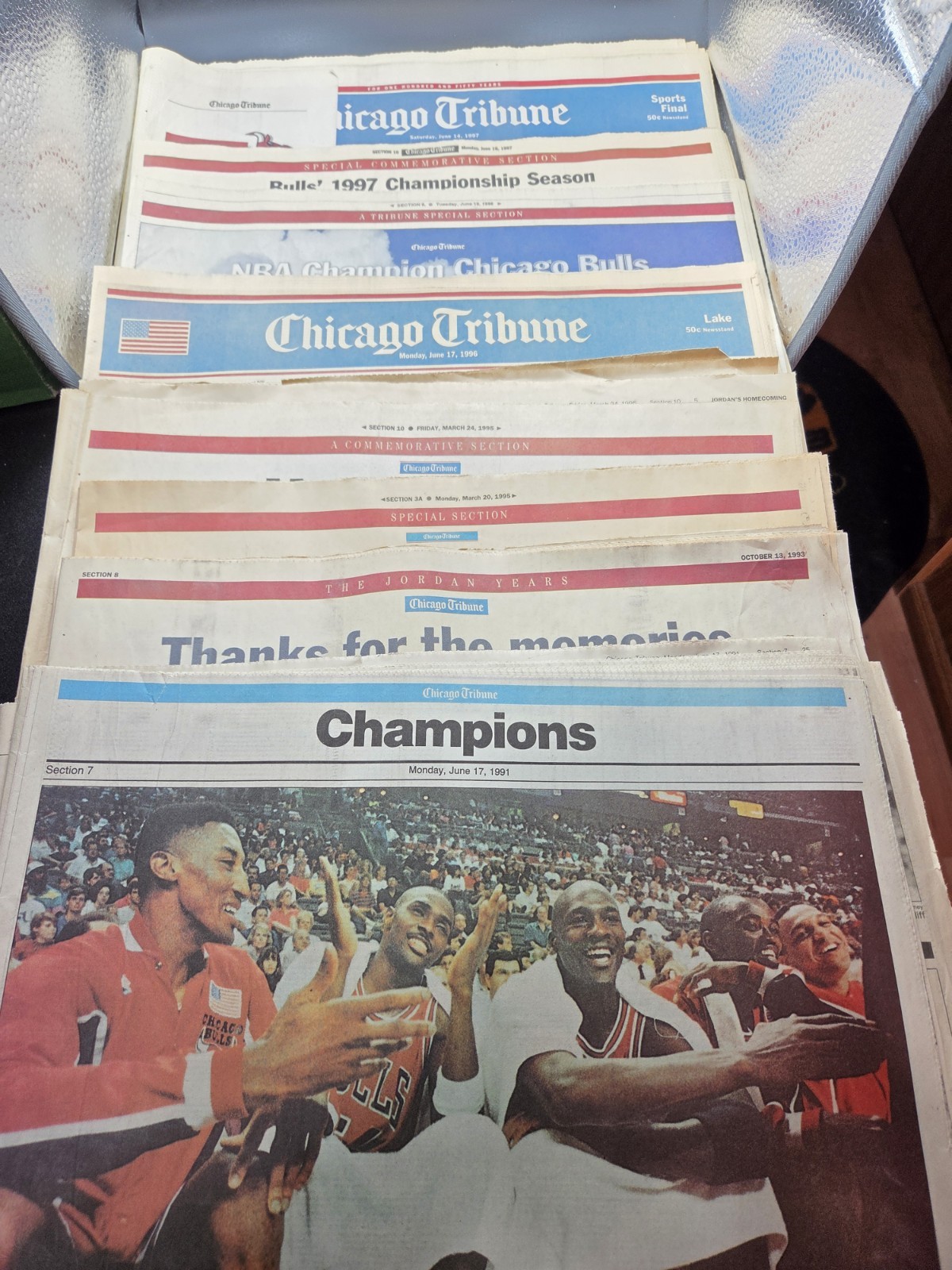 Chicago Tribune Bulls Championships & Michael Jordan Newspaper Lot of 8 1991-97 Chicago Tribune Bulls Championships & Michael Jordan Newspaper Lot of 8 1991-97