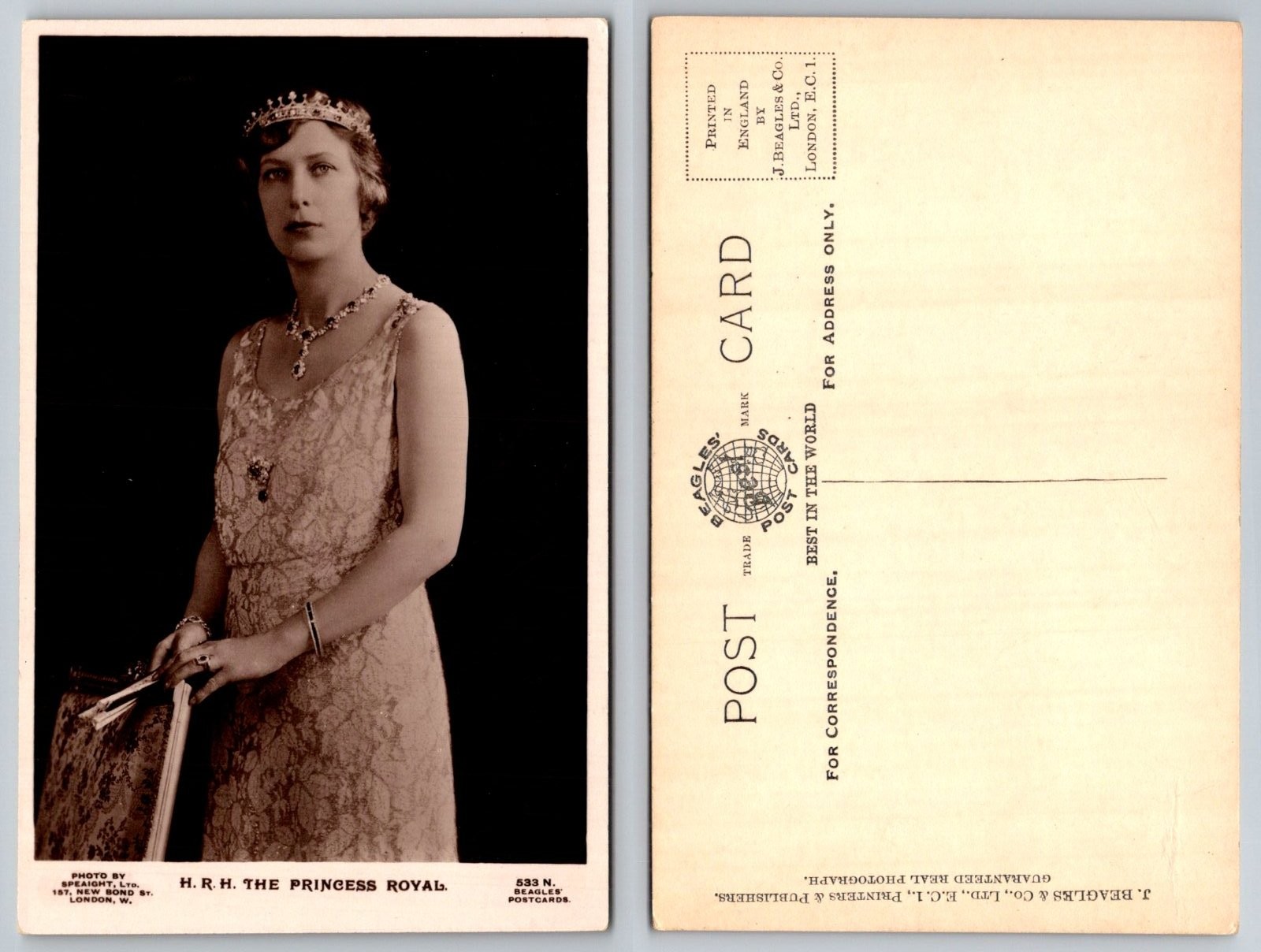 H.R.H. The Princess Royal Royal Family Portrait J. Beagles London Postcard