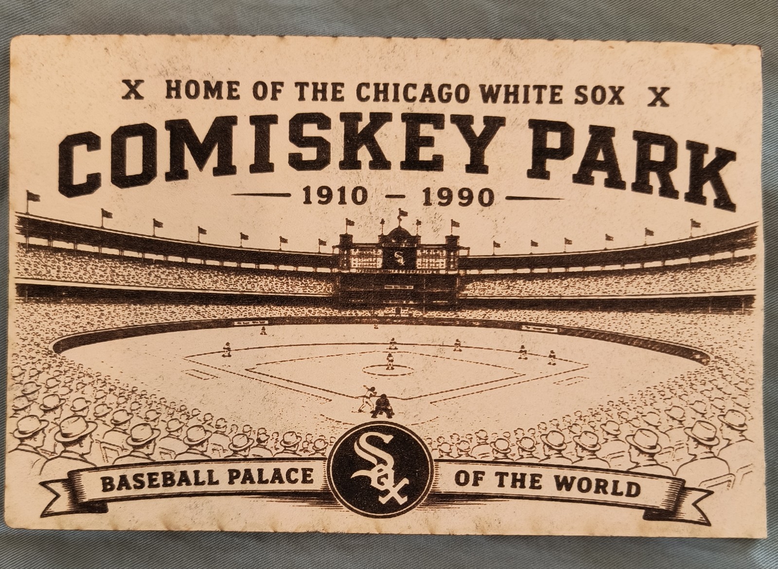 LEATHER ~ Comiskey Park CHICAGO WHITE SOX  Modern BASEBALL PC Illinois