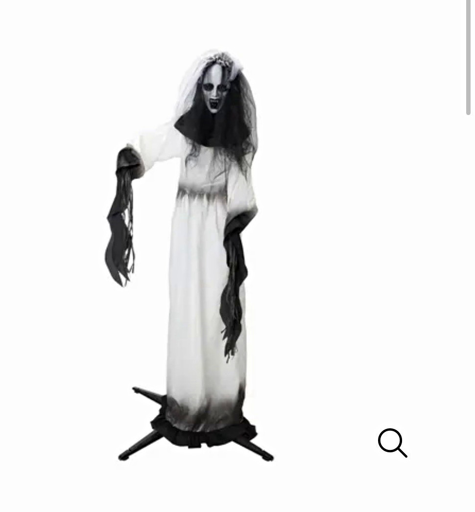 Halloween Animatronic Bride Prop 5.7 ft Haunted Decoration, White/Black creepy Halloween Animatronic Bride Prop 5.7 ft Haunted Decoration, White/Black creepy
