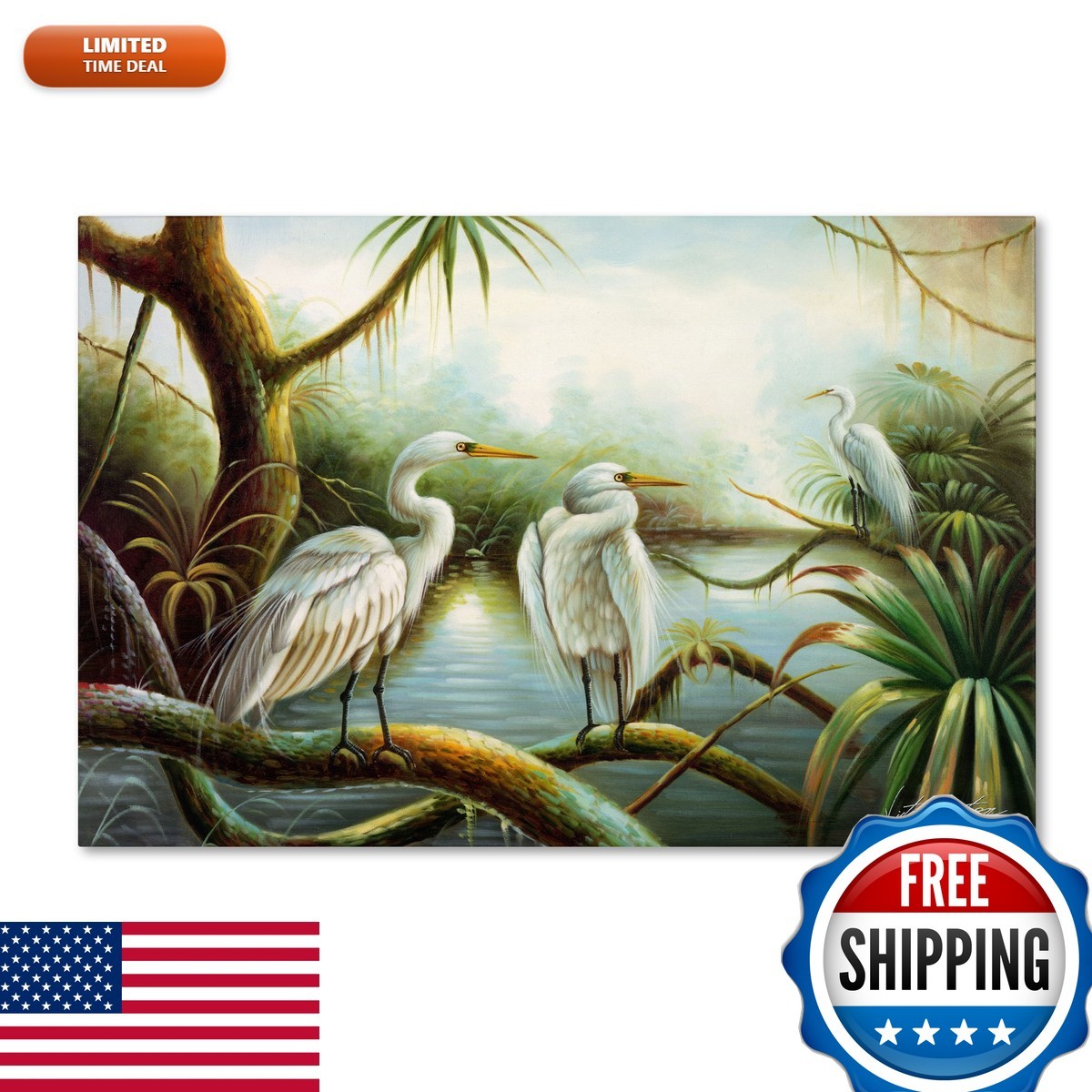 Trademark Fine Art Three Herons Canvas Art 16x24 Trademark Fine Art Three Herons Canvas Art 16x24