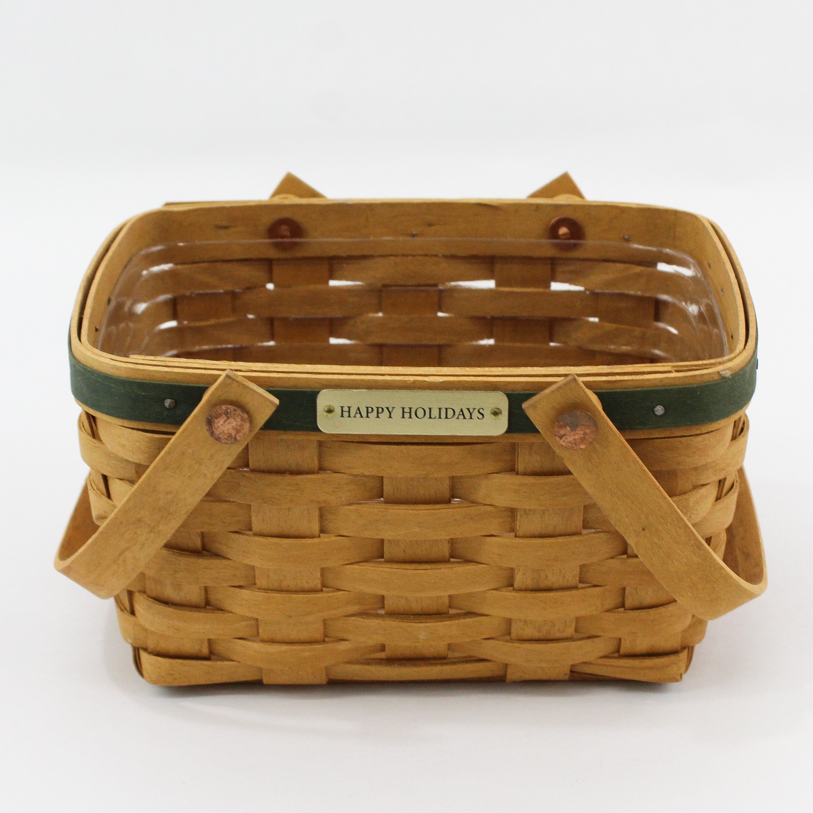Longaberger Happy Holidays Wicker Basket with Handles 2004 Longaberger Happy Holidays Wicker Basket with Handles 2004