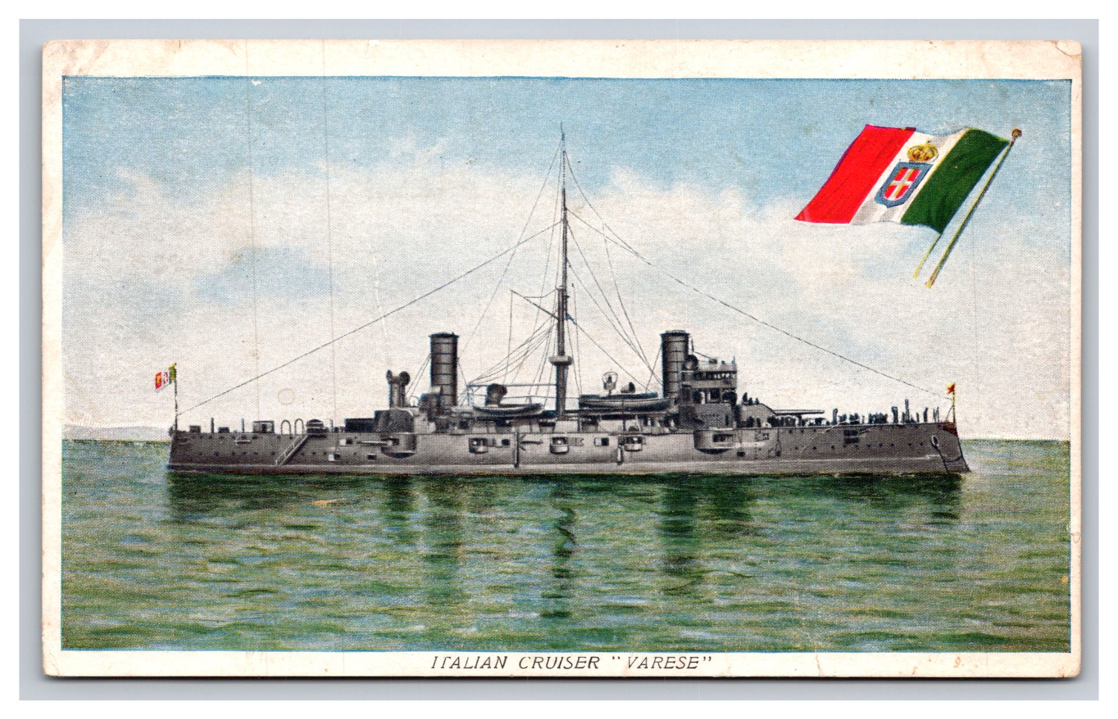 Military Ship Italian Navy Cruiser Varese Postcard