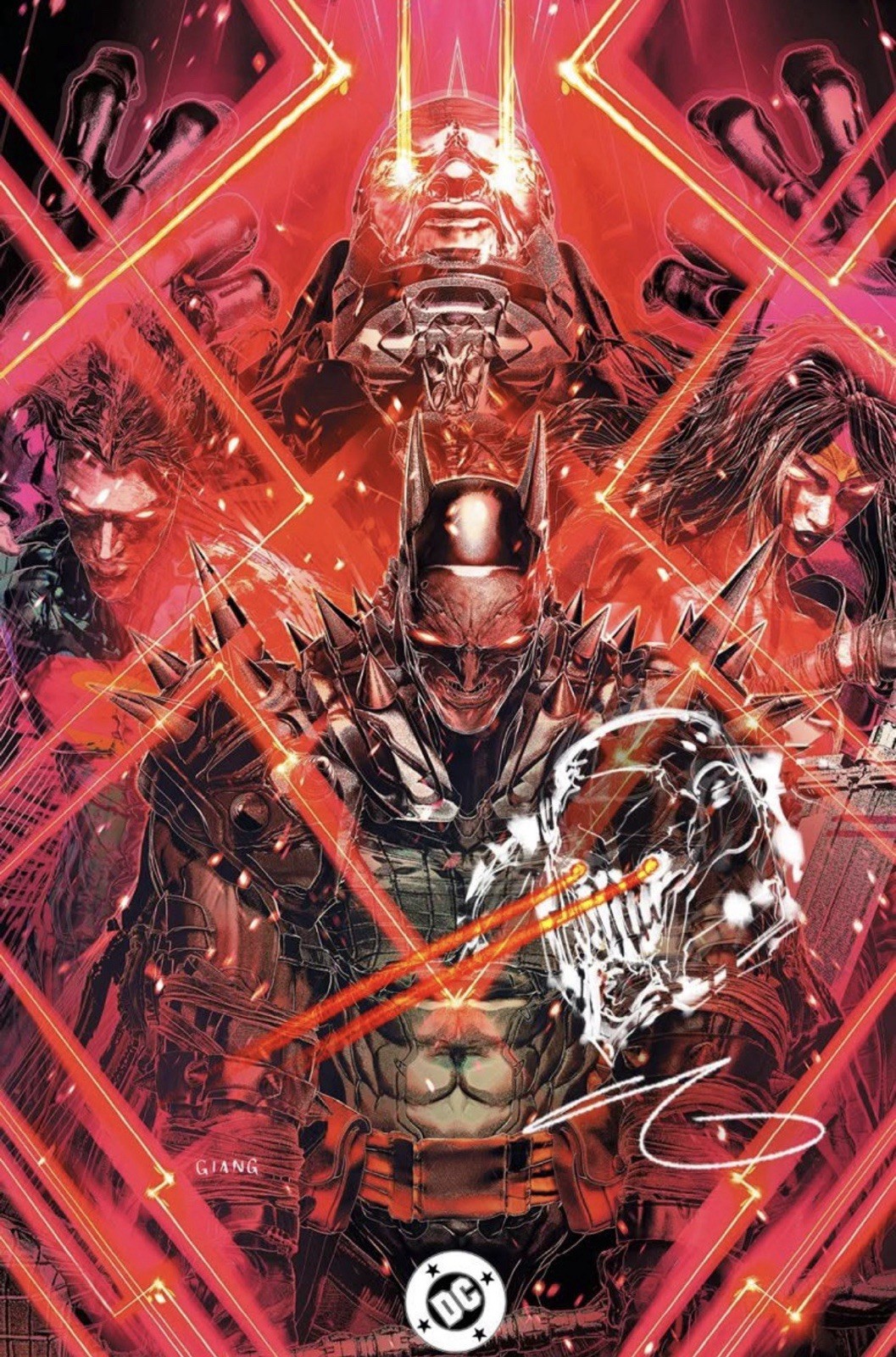 DC ALL IN SAGA DARKSEID VS WORLD 1 JOHN GIANG FOIL SIGNED & REMARQUED - PRESALE