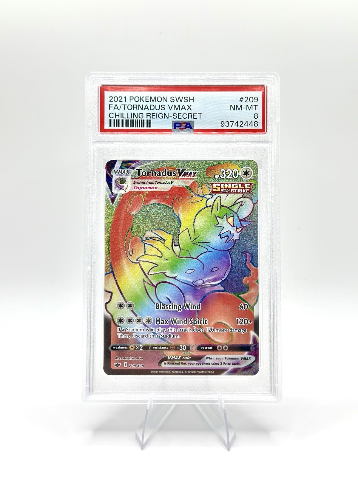 2021 Pokemon Tornadus VMAX 209/198 Secret Rainbow Rare Chilling Reign