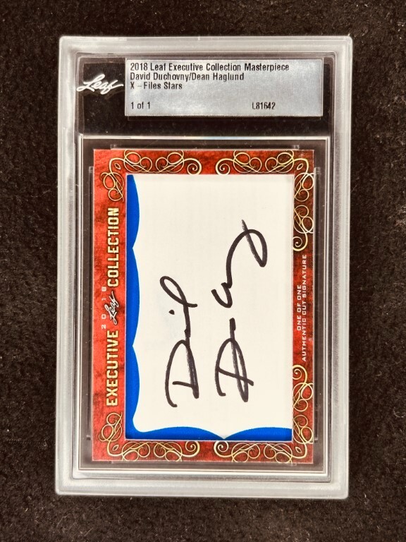 David Duchovny Dean Haglund 2018 Leaf Cut Signature signed slab 1/1 JSA X-Files