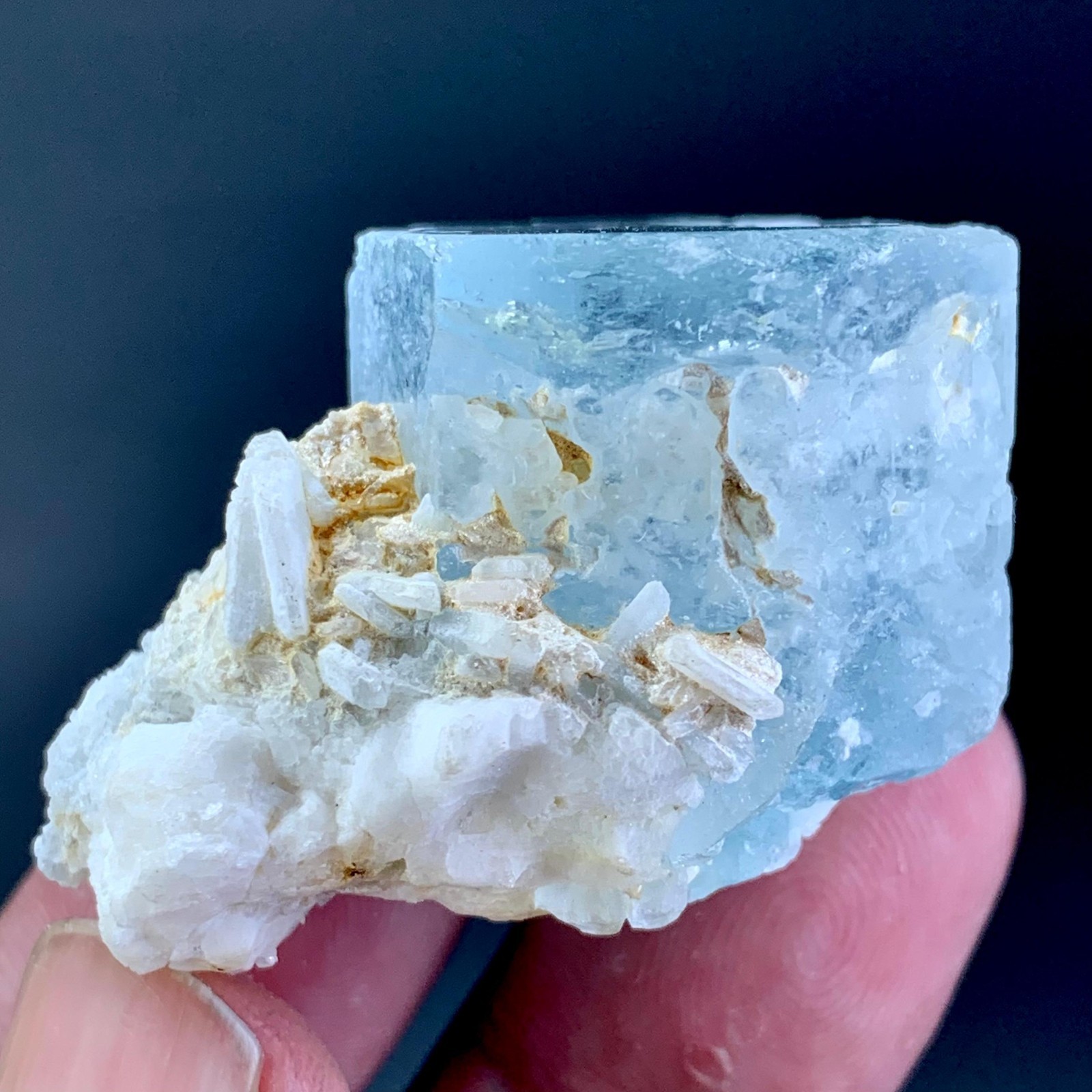 214 CT Natural Terminated Aquamarine Crystal On Matrix From Skardu Pakistan 214 CT Natural Terminated Aquamarine Crystal On Matrix From Skardu Pakistan