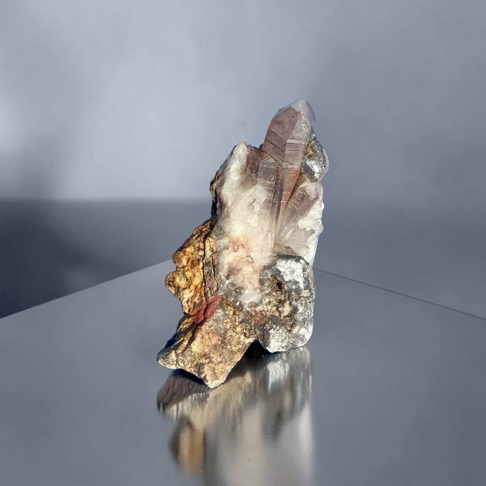 Vintage Bisbee Arizona Quartz Crystal Cluster with Chalcocite Matrix Specimen