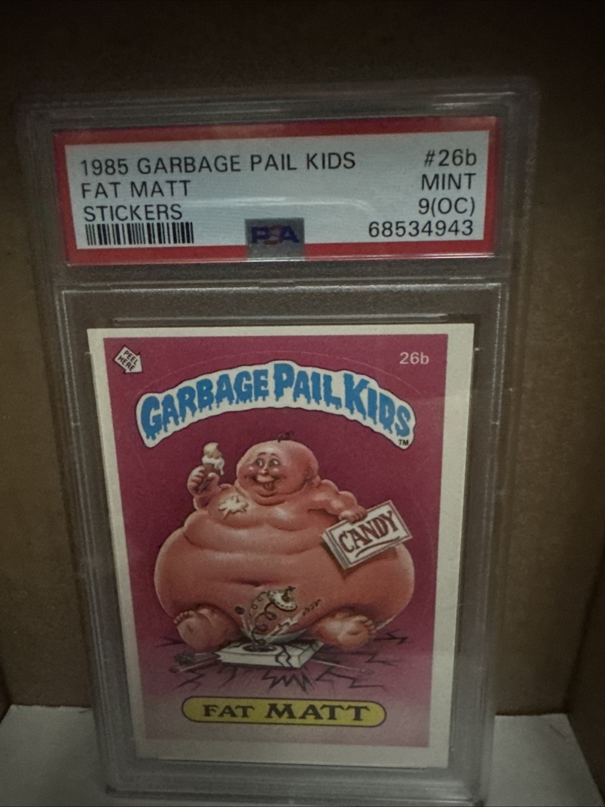 1985 Garbage Pail Kids GPK OS1 Fat Matt 26B PSA 9(OC) 1985 Garbage Pail Kids GPK OS1 Fat Matt 26B PSA 9(OC)