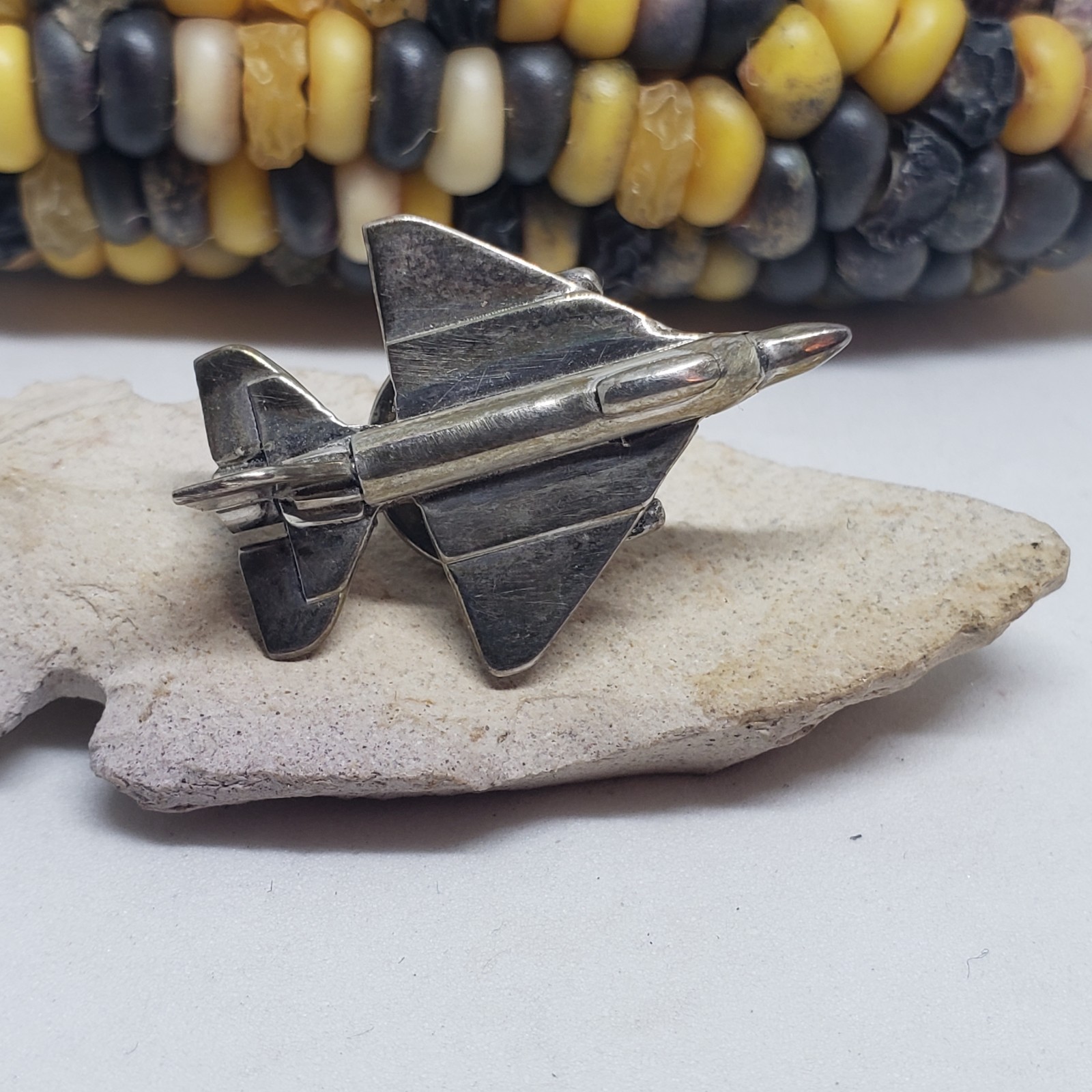 Zuni Sterling Silver F-16 Fighter Jet Tie Tac Pin By Lyle Booqua Handmade Zuni Sterling Silver F-16 Fighter Jet Tie Tac Pin By Lyle Booqua Handmade