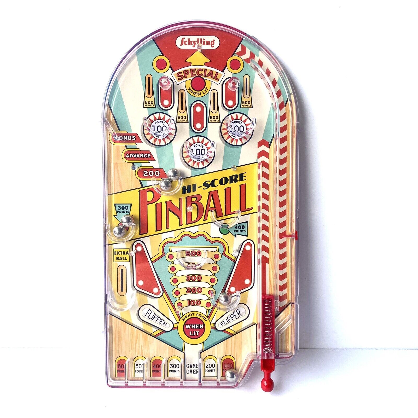 SCHYLLING Hi-Score handheld retro PINBALL game - vintage style gift ARCADE TOY