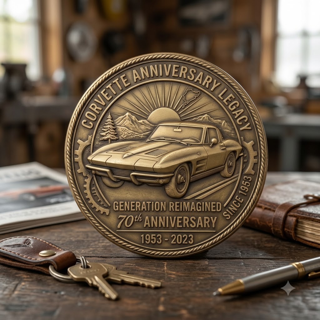 Corvette 70th Anniversary Challenge Coin Classic C2 Stingray Bronze Car Gift Corvette 70th Anniversary Challenge Coin Classic C2 Stingray Bronze Car Gift