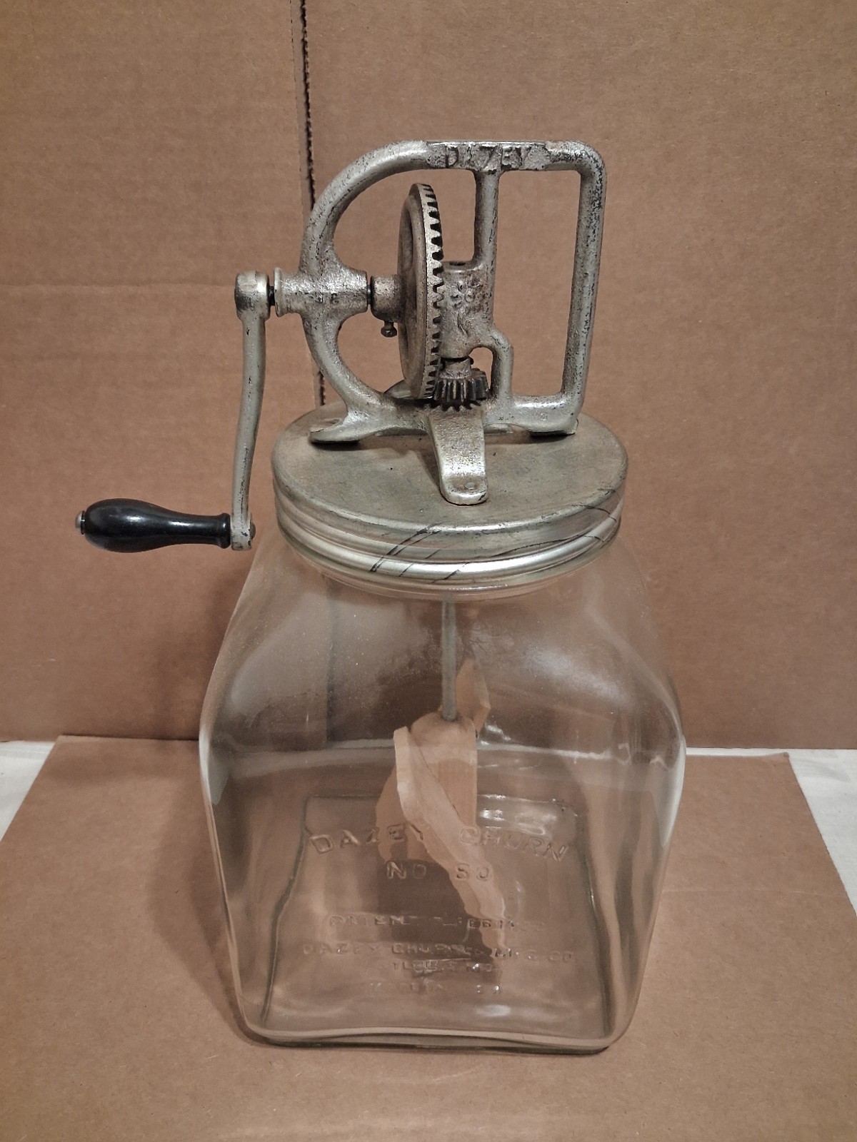 Antique Dazey No. 80 Glass Butter Churn Hand Crank Wooden Paddles St. Louis MO Antique Dazey No. 80 Glass Butter Churn Hand Crank Wooden Paddles St. Louis MO