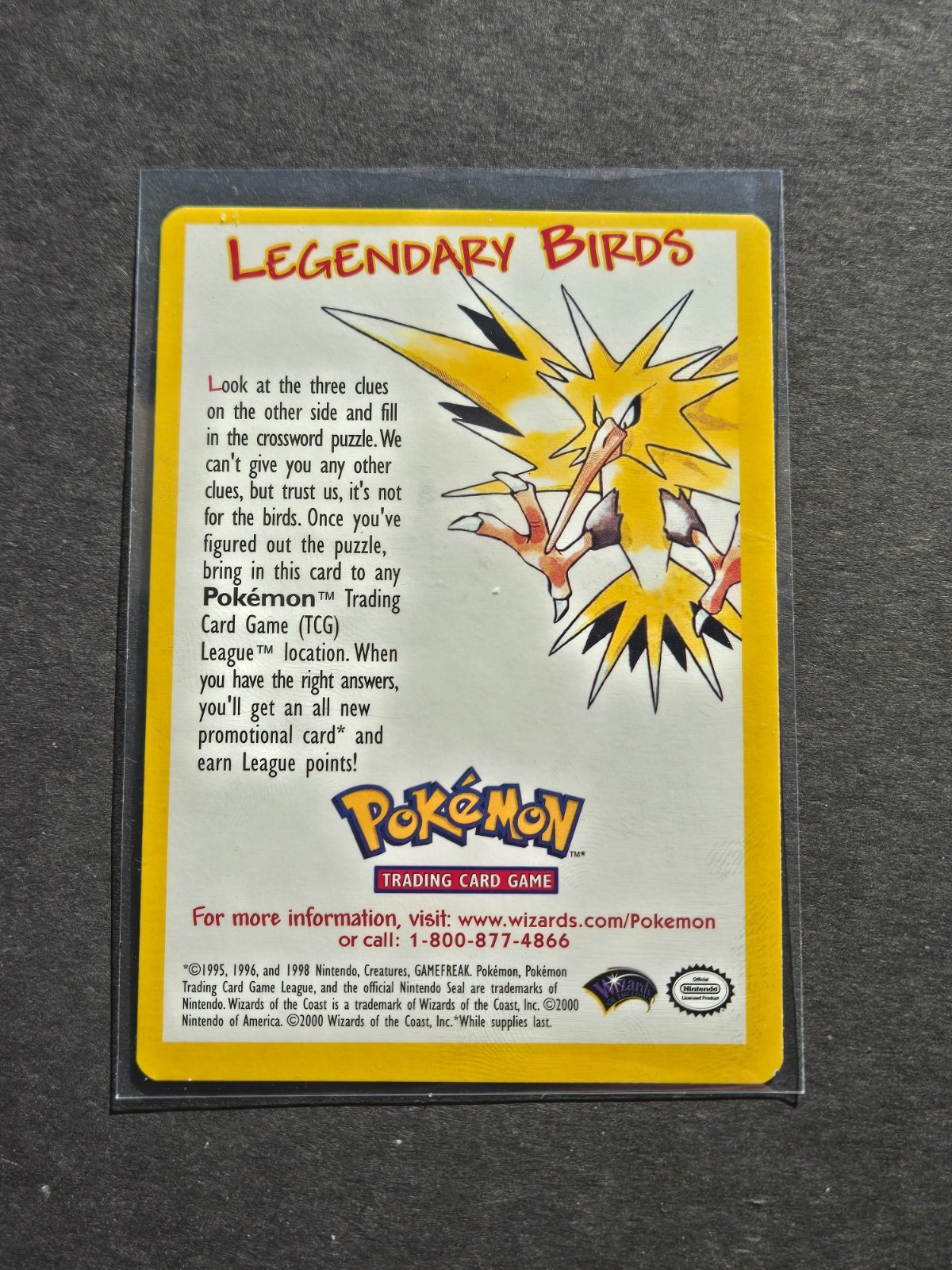 Pokemon LEGENDARY BIRDS PROMO CARD CROSSWORD PUZZLE - ARTICUNO ZAPDOS MOLTRES Pokemon LEGENDARY BIRDS PROMO CARD CROSSWORD PUZZLE - ARTICUNO ZAPDOS MOLTRES