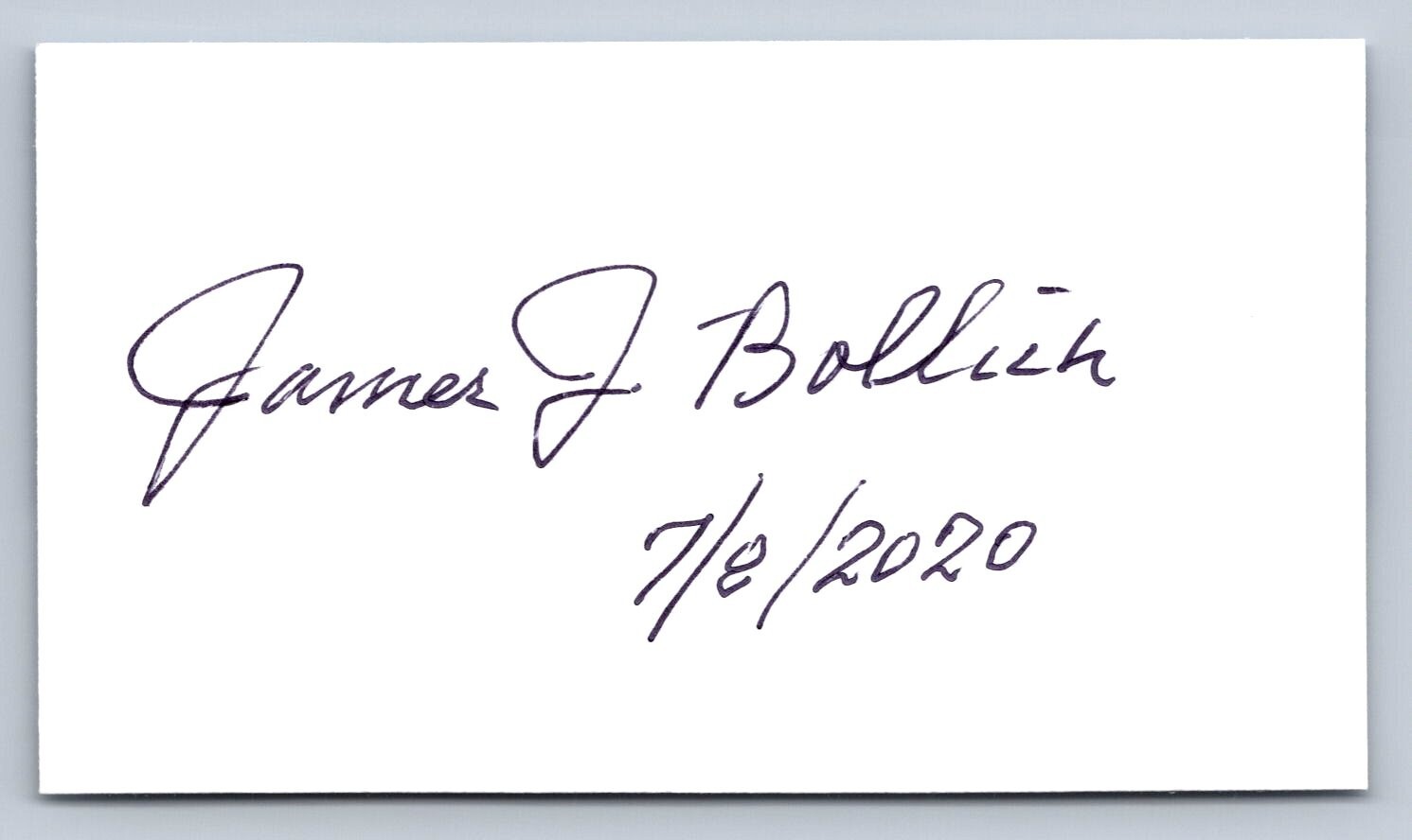 James Bollich Hand Signed Business Card - WWII Bataan Death March James Bollich Hand Signed Business Card - WWII Bataan Death March