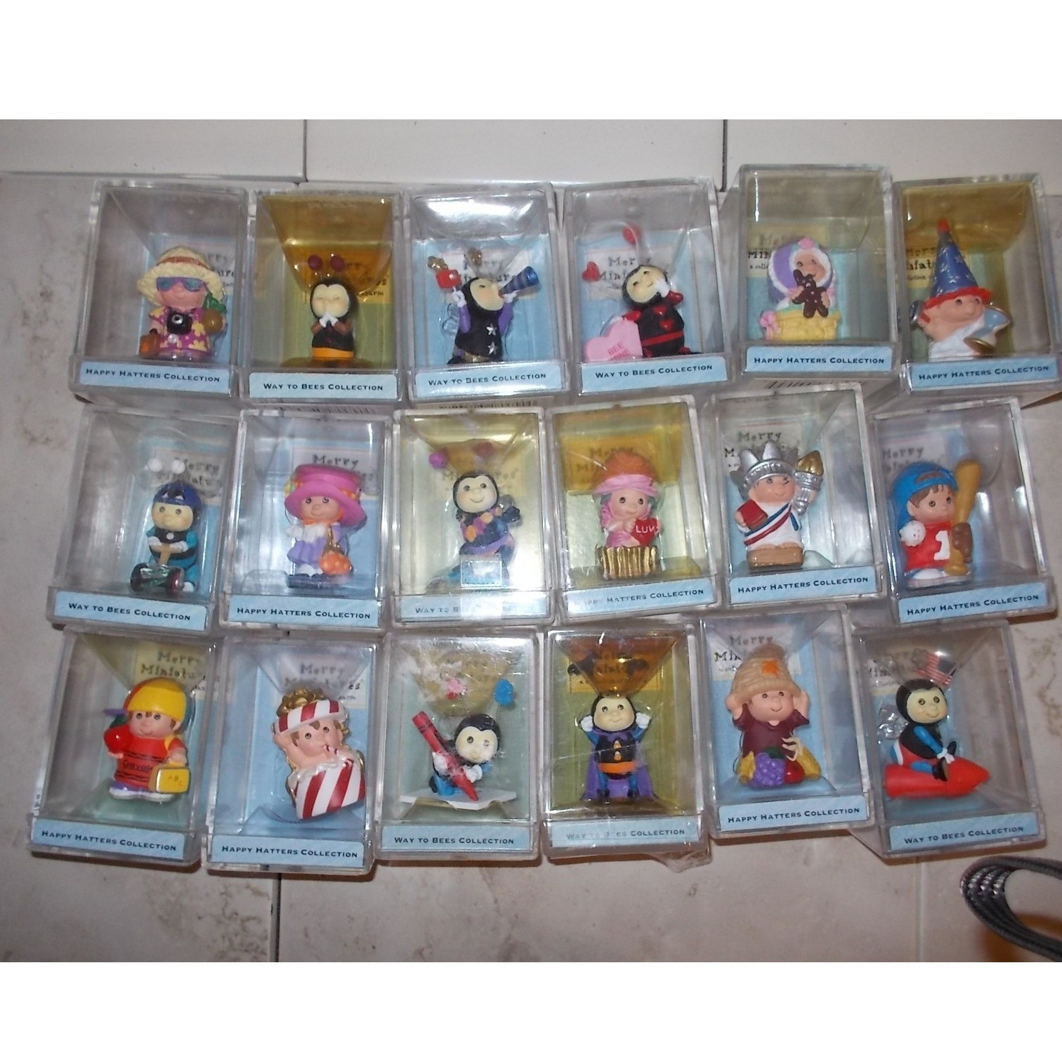 Hallmark Merry Miniatures Lot of 18 Happy Hatters Way to Bees Collection Vintage Hallmark Merry Miniatures Lot of 18 Happy Hatters Way to Bees Collection Vintage