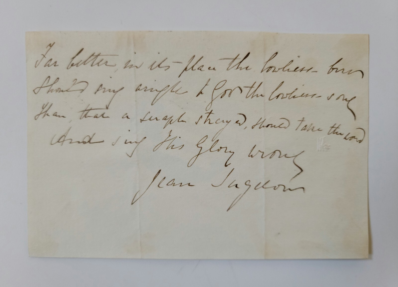 1800s Jean Ingelow Hand Written Poem English Poet Novelist Signature 1800s Jean Ingelow Hand Written Poem English Poet Novelist Signature