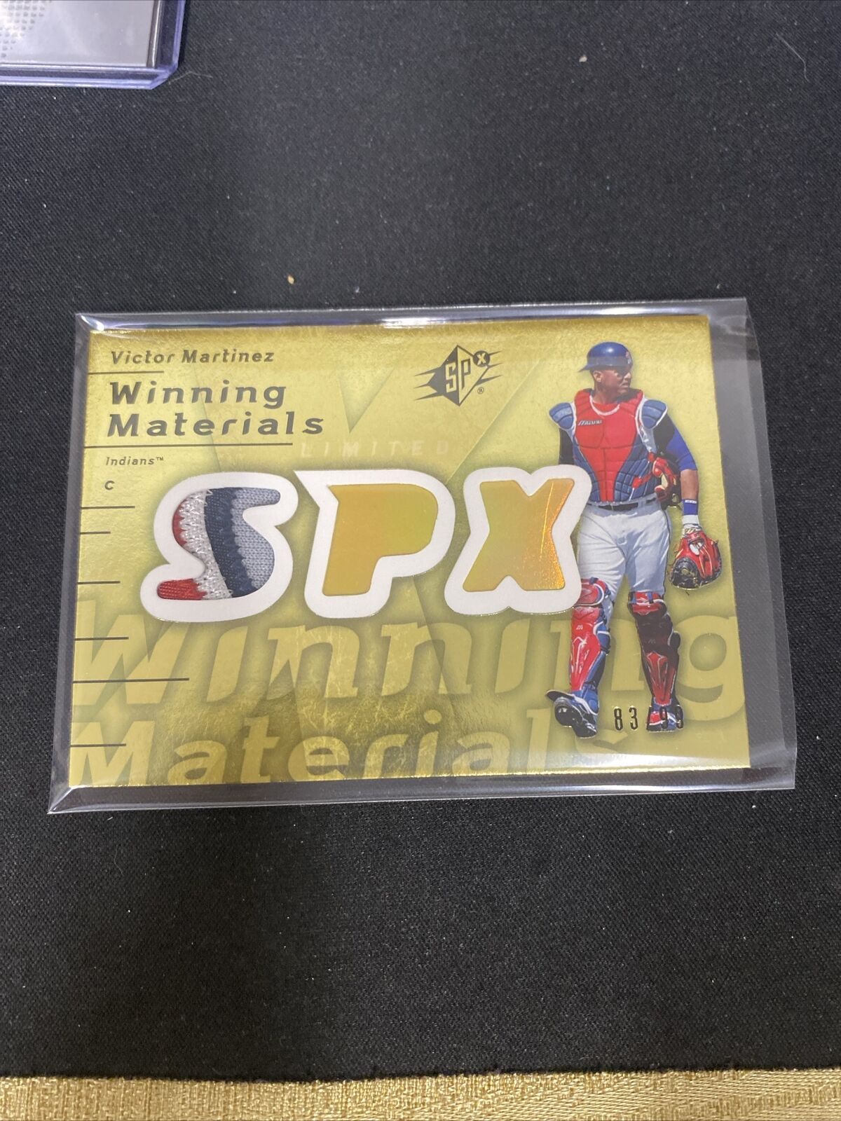 2007 SPx Victor Martinez Winning Materials Game Used 4 Color Patch #83/99
