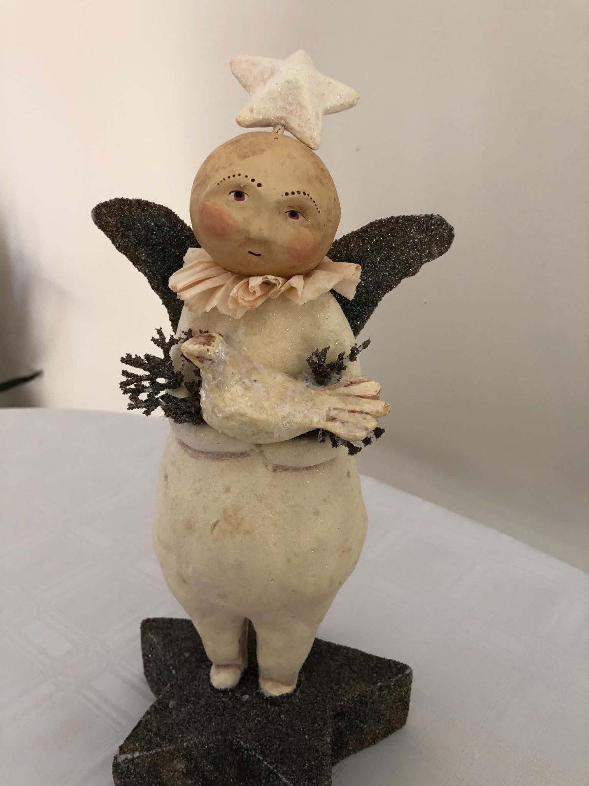 Dee Foust Bethany Lowe Pulp Paper Xmas Snow Angel With Dove Excellent Dee Foust Bethany Lowe Pulp Paper Xmas Snow Angel With Dove Excellent