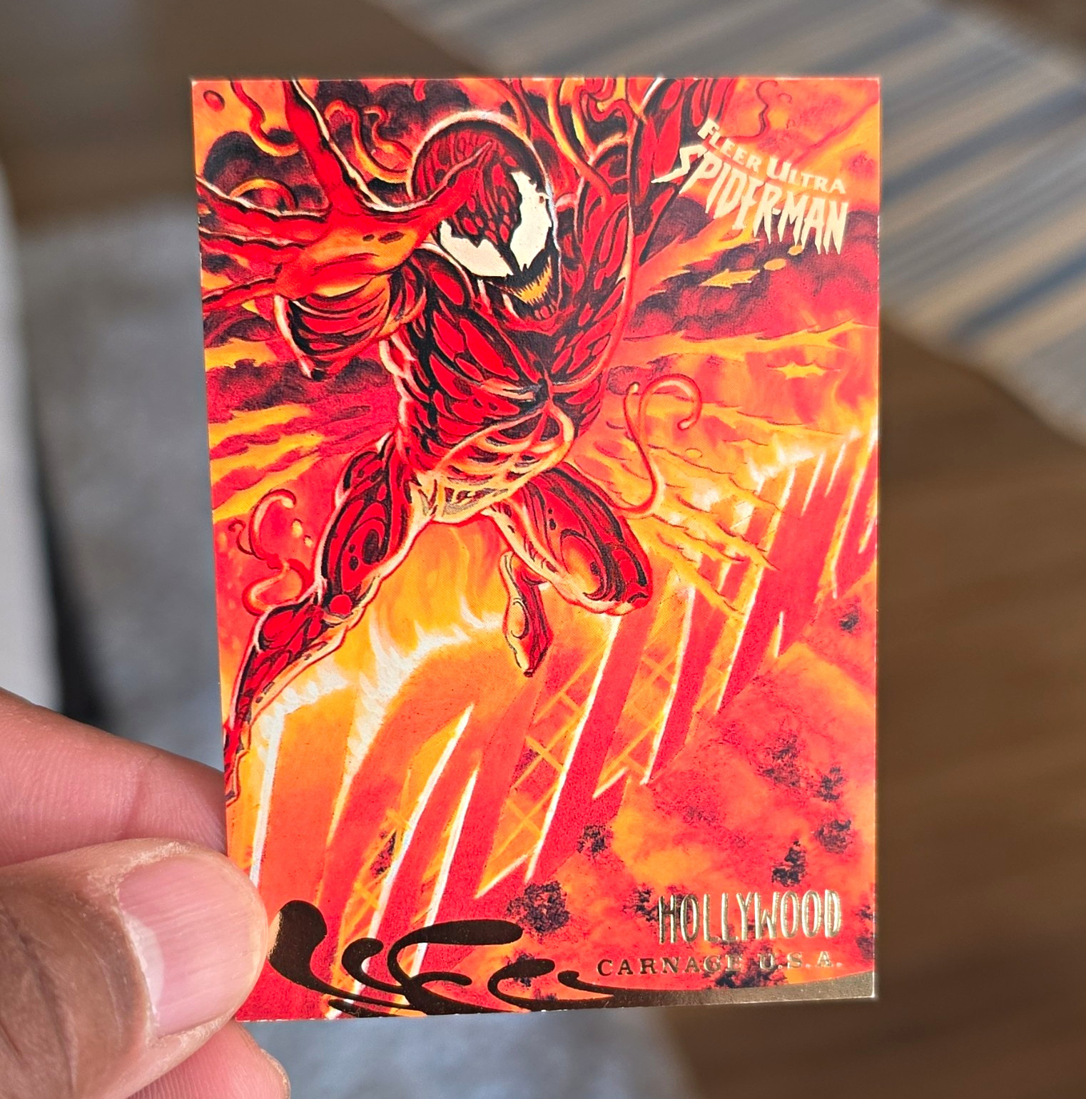 Fleer Ultra 1996 Fleer Ultra Spider-Man Hollywood HG1 Carnage Insert Card Fleer Ultra 1996 Fleer Ultra Spider-Man Hollywood HG1 Carnage Insert Card