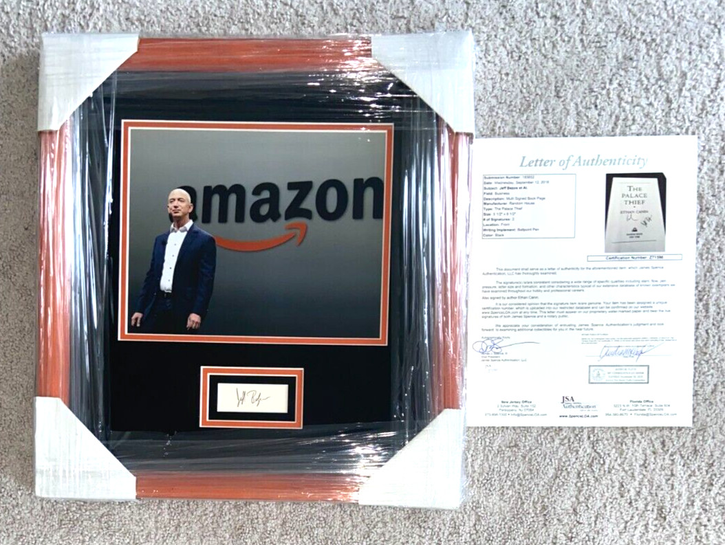 JEFF BEZOS SIGNED FRAMED CUT 16X17 AMAZON OWNER CEO FOUNDER BLUE ORIGIN JSA JEFF BEZOS SIGNED FRAMED CUT 16X17 AMAZON OWNER CEO FOUNDER BLUE ORIGIN JSA