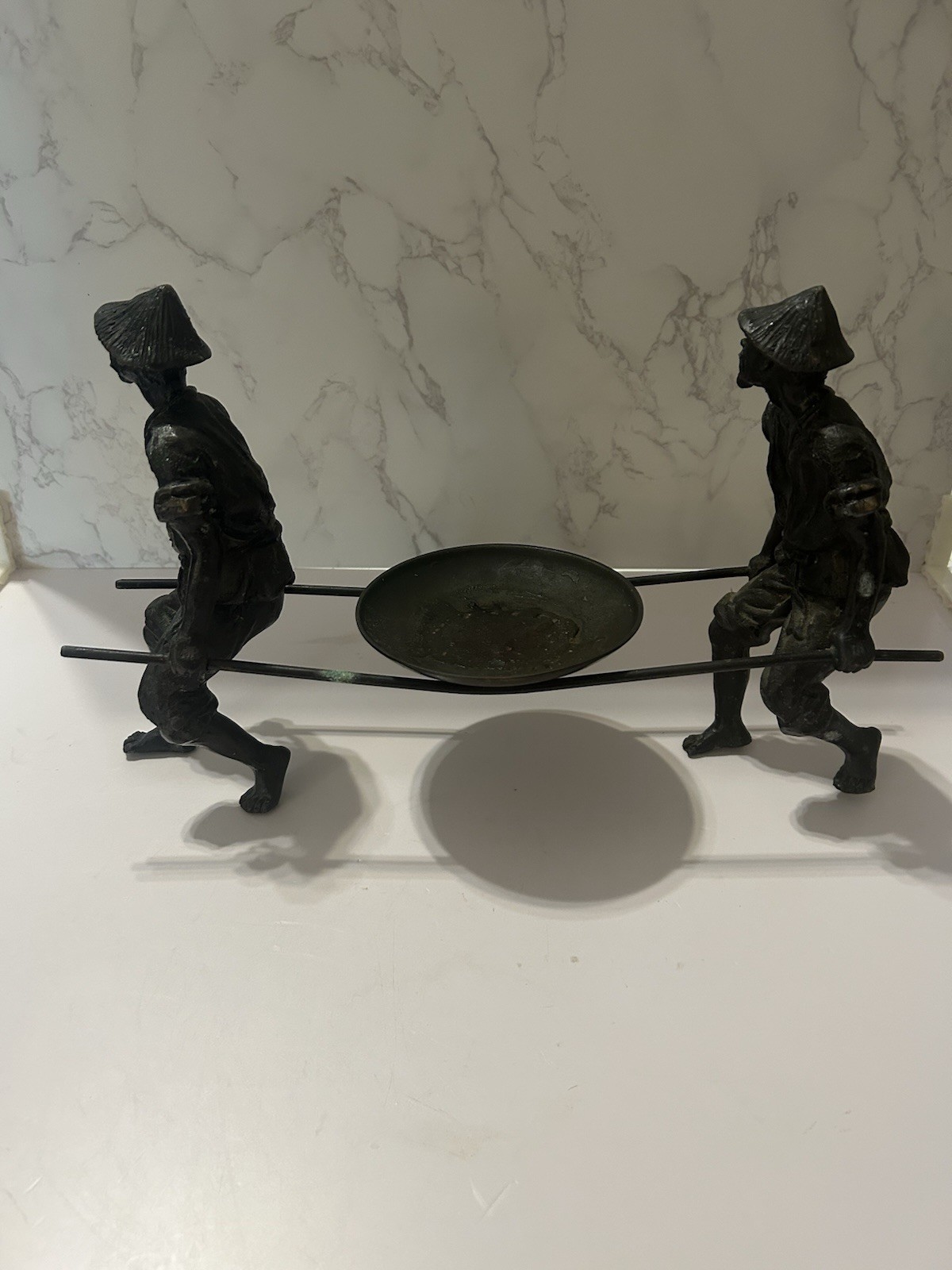 Vintage Cast Brass/Bronze Tone Asian Figurative Bowl Holder Made in Thailand Vintage Cast Brass/Bronze Tone Asian Figurative Bowl Holder Made in Thailand