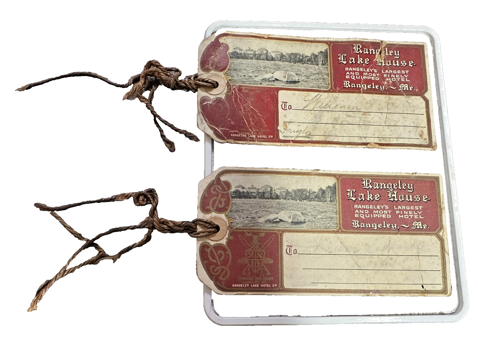 Lot of 2 Vintage Rangeley Lake House Hotel Baggage Luggage Tags, Maine c 1910s? Lot of 2 Vintage Rangeley Lake House Hotel Baggage Luggage Tags, Maine c 1910s?