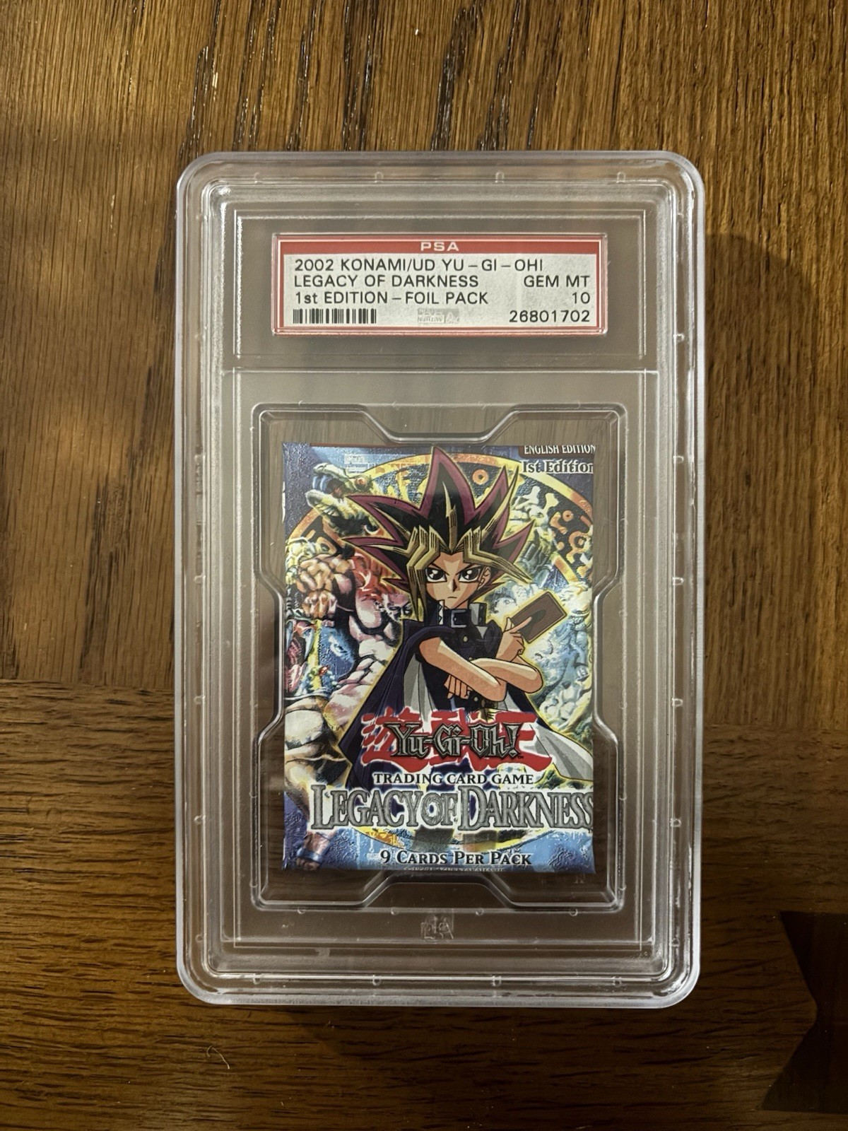 Konami 2002 Yu-Gi-Oh Legacy of Darkness 1st Ed Foil Booster Pack PSA 10 Konami 2002 Yu-Gi-Oh Legacy of Darkness 1st Ed Foil Booster Pack PSA 10