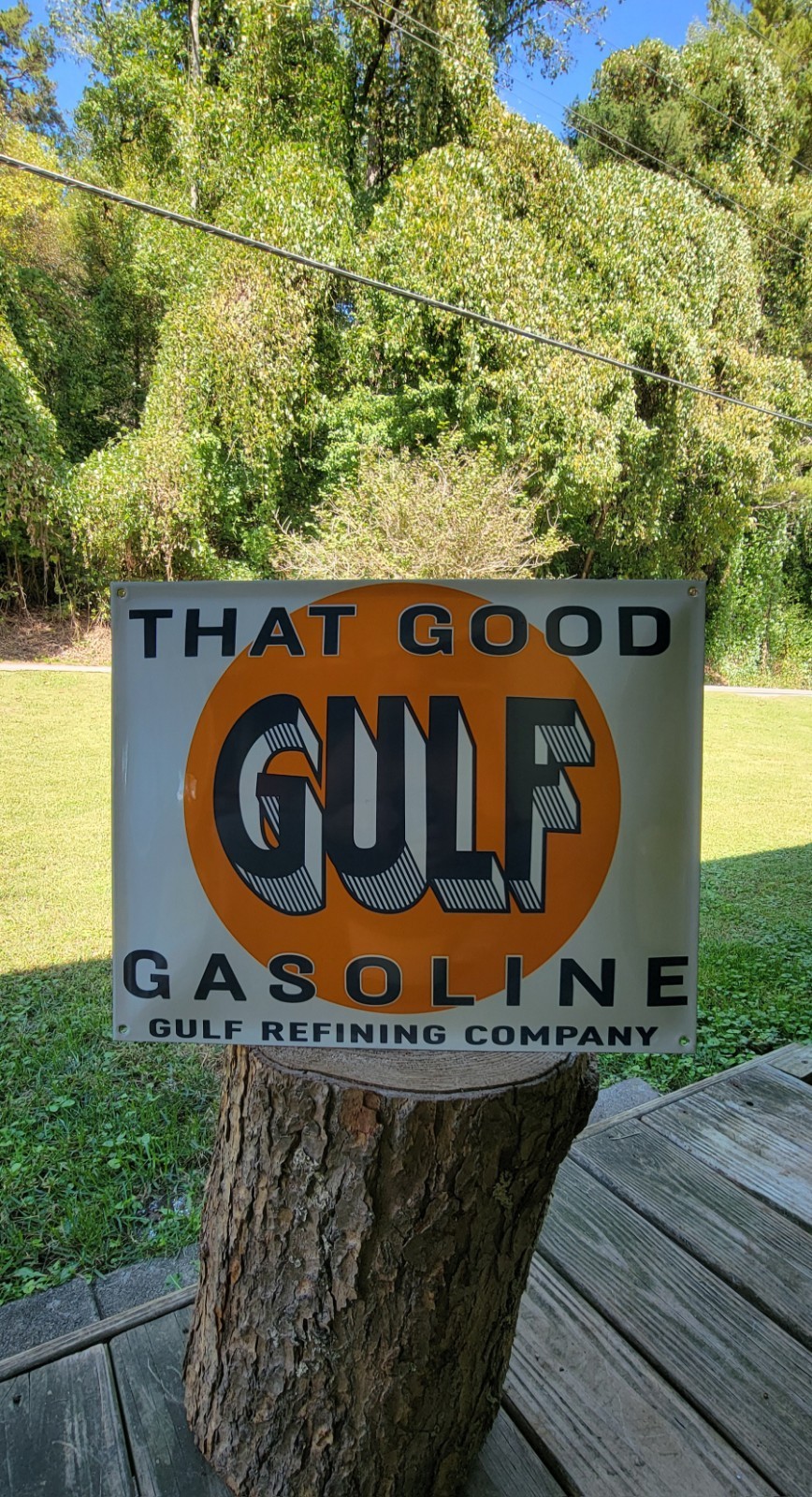 Good Gulf Gasoline porcelain sign Good Gulf Gasoline porcelain sign