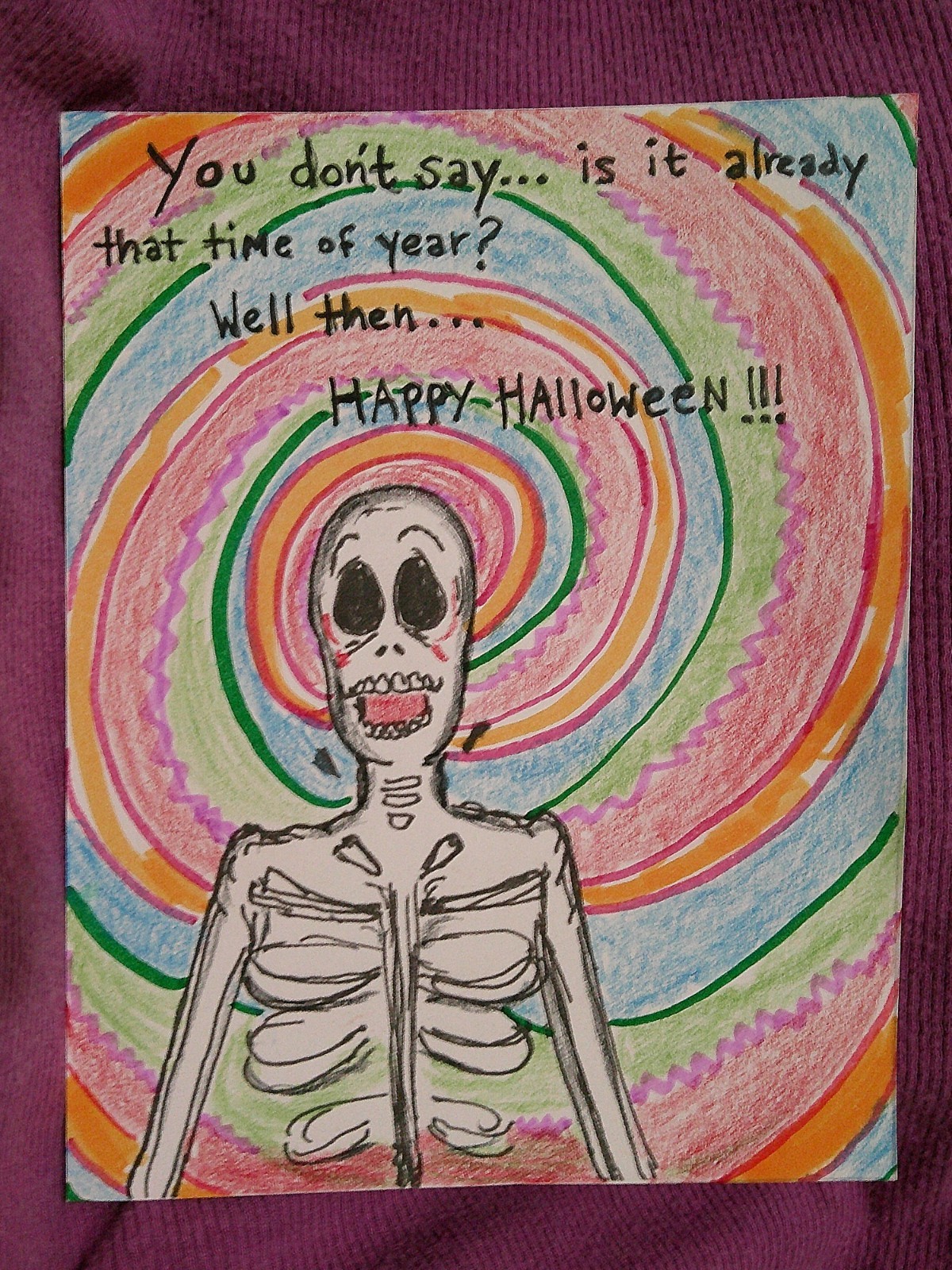 Vintage Style Halloween Greeting Card - Cute and Funny Skeleton - Handmade Vintage Style Halloween Greeting Card - Cute and Funny Skeleton - Handmade