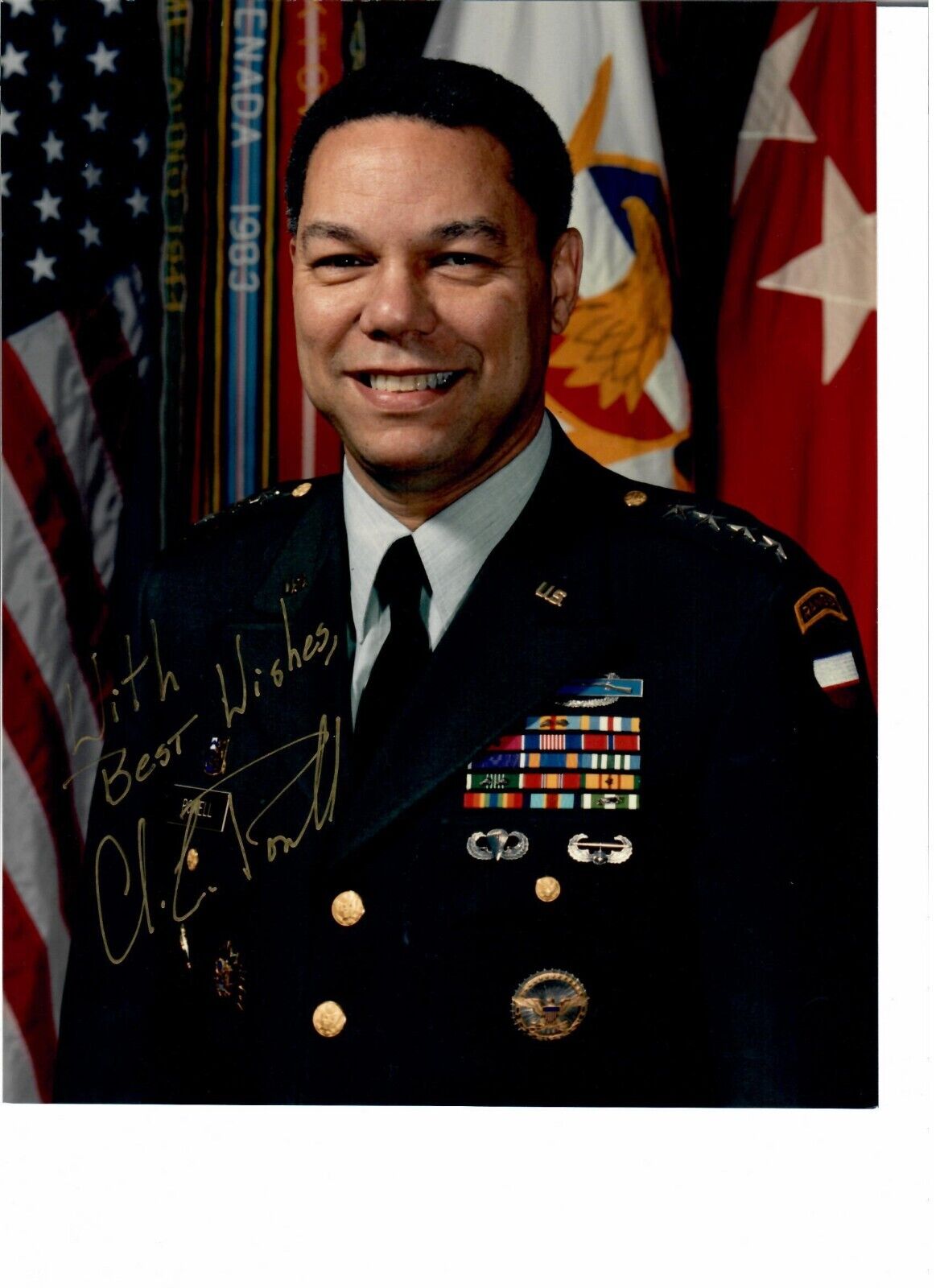 GENERAL COLIN POWELL, AUTOGRAPHED 8x10 PHOTOGRAPH.