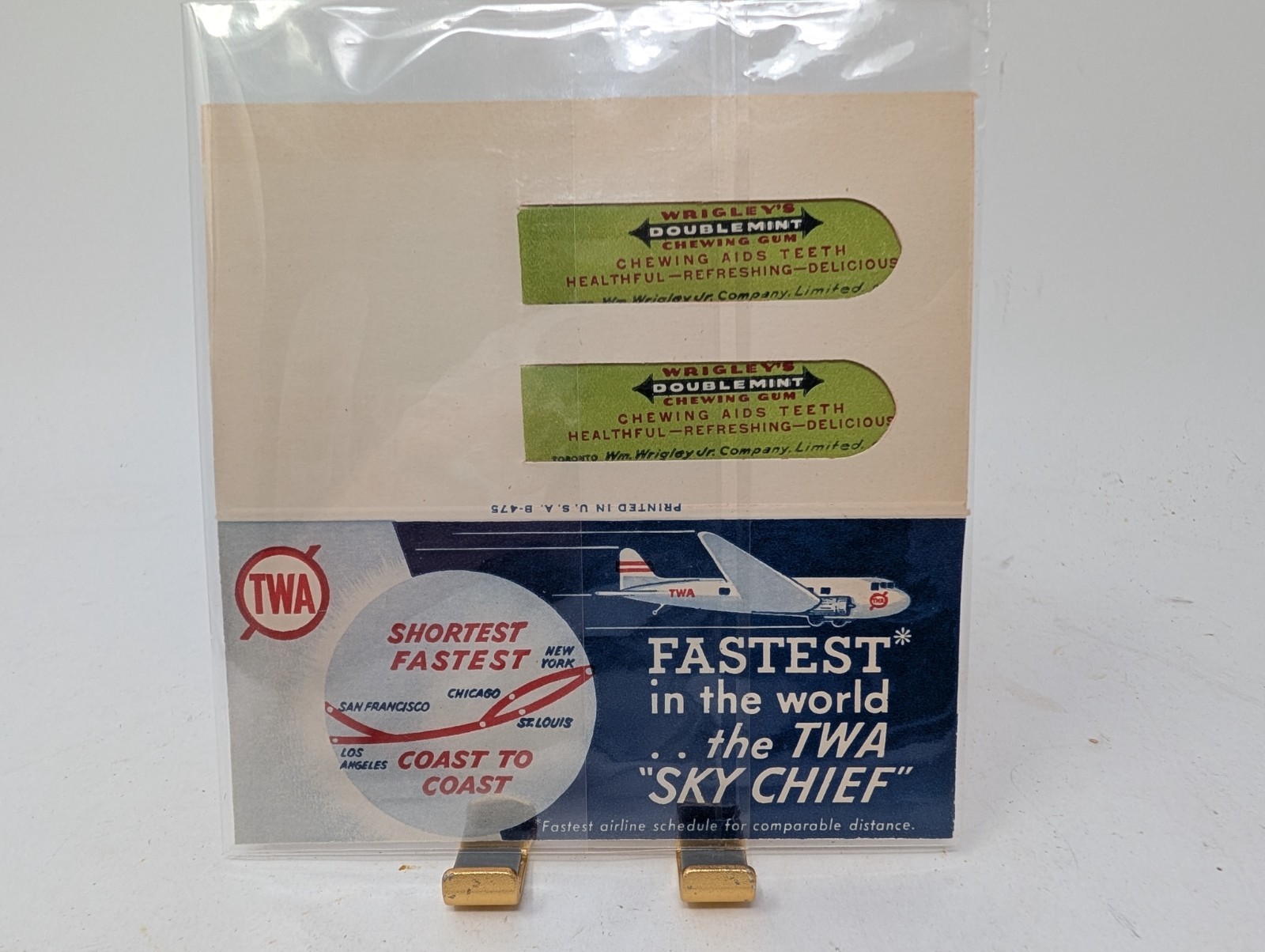 Vintage TWA Sky Chief Wrigley\'s Doublemint Gum Airline Advertising Sampler B475