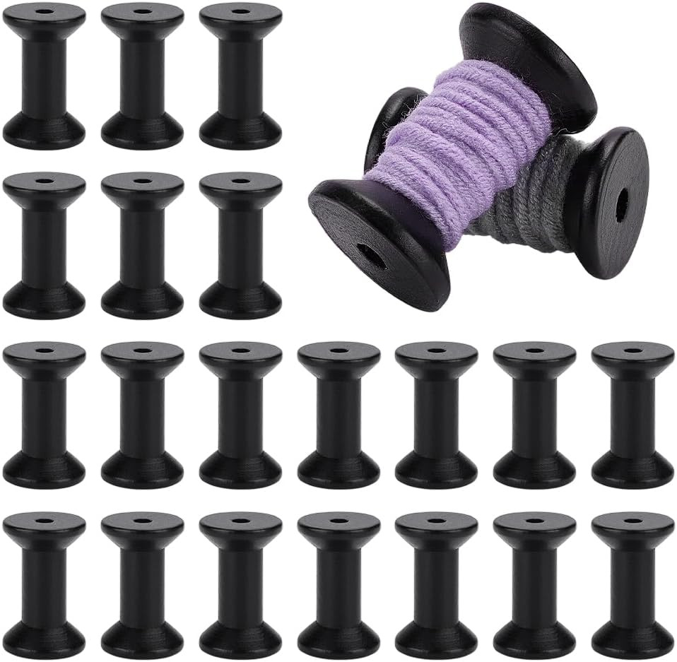 30Pcs Black Wood Spools Small Empty Thread Spool 2 Inch Wire 30Pcs Black Wood Spools Small Empty Thread Spool 2 Inch Wire