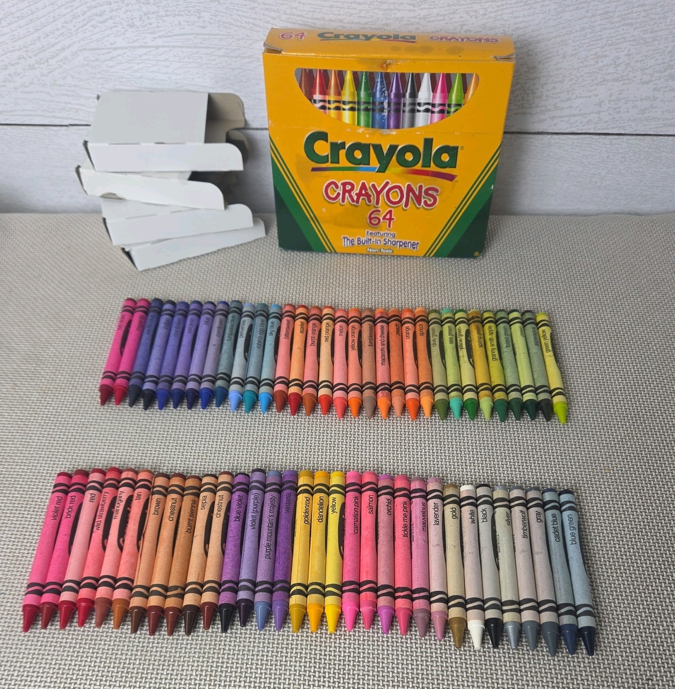 Vtg 1990s Crayola 64 Crayons Box Deadstock UNUSED Factory Match w/ Dandelion NOS Vtg 1990s Crayola 64 Crayons Box Deadstock UNUSED Factory Match w/ Dandelion NOS