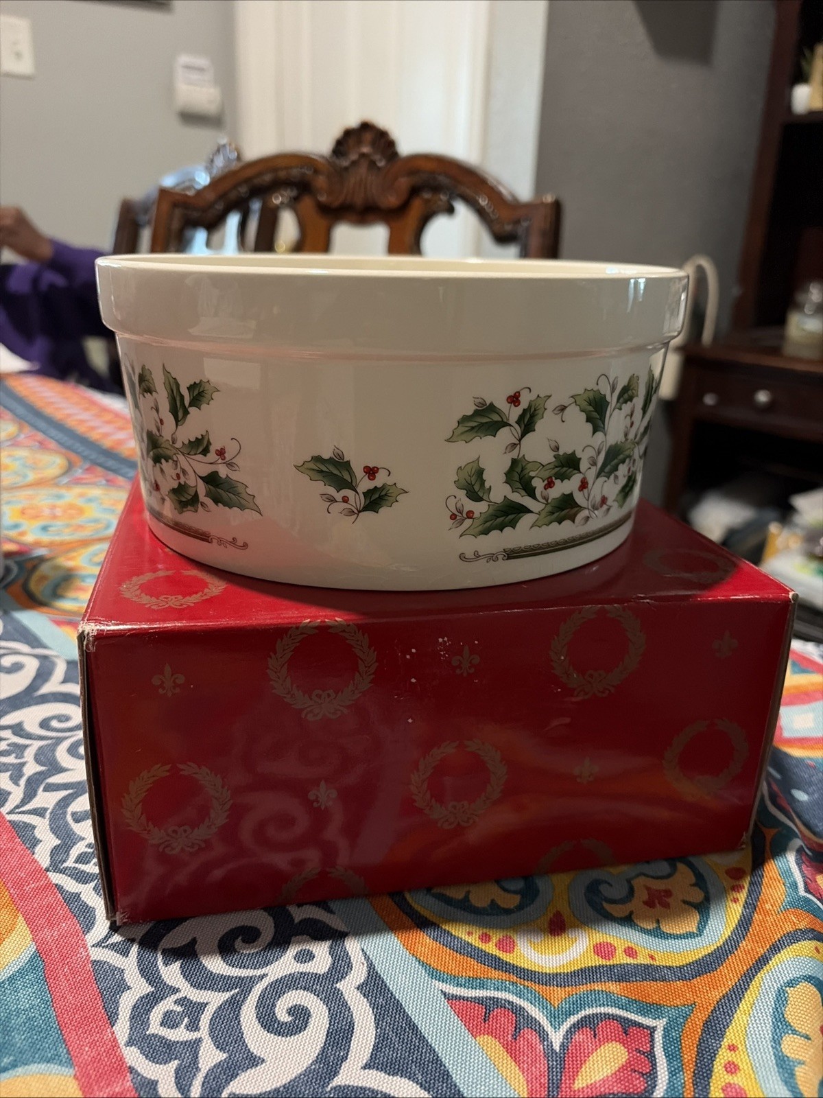 Holly Holiday by Royal Limited Souffle deep Dish 7.75\ Holly Holiday by Royal Limited Souffle deep Dish 7.75\