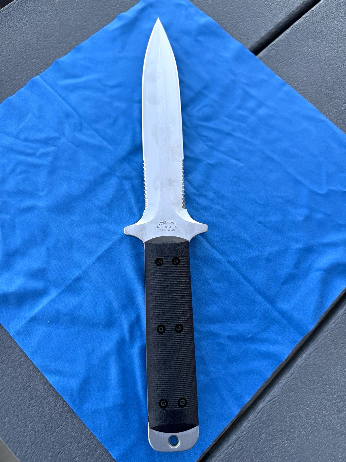 Valor 440 Stainless Seki Japan Fixed Blade Dagger Spear Point Full Tang Sheath Valor 440 Stainless Seki Japan Fixed Blade Dagger Spear Point Full Tang Sheath