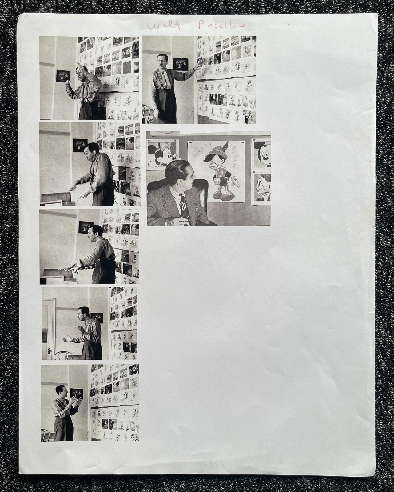 WALT DISNEY PITCHING THE STORYBOARDS To PINOCCHIO IMAGINEERING 1980s PHOTOCOPY